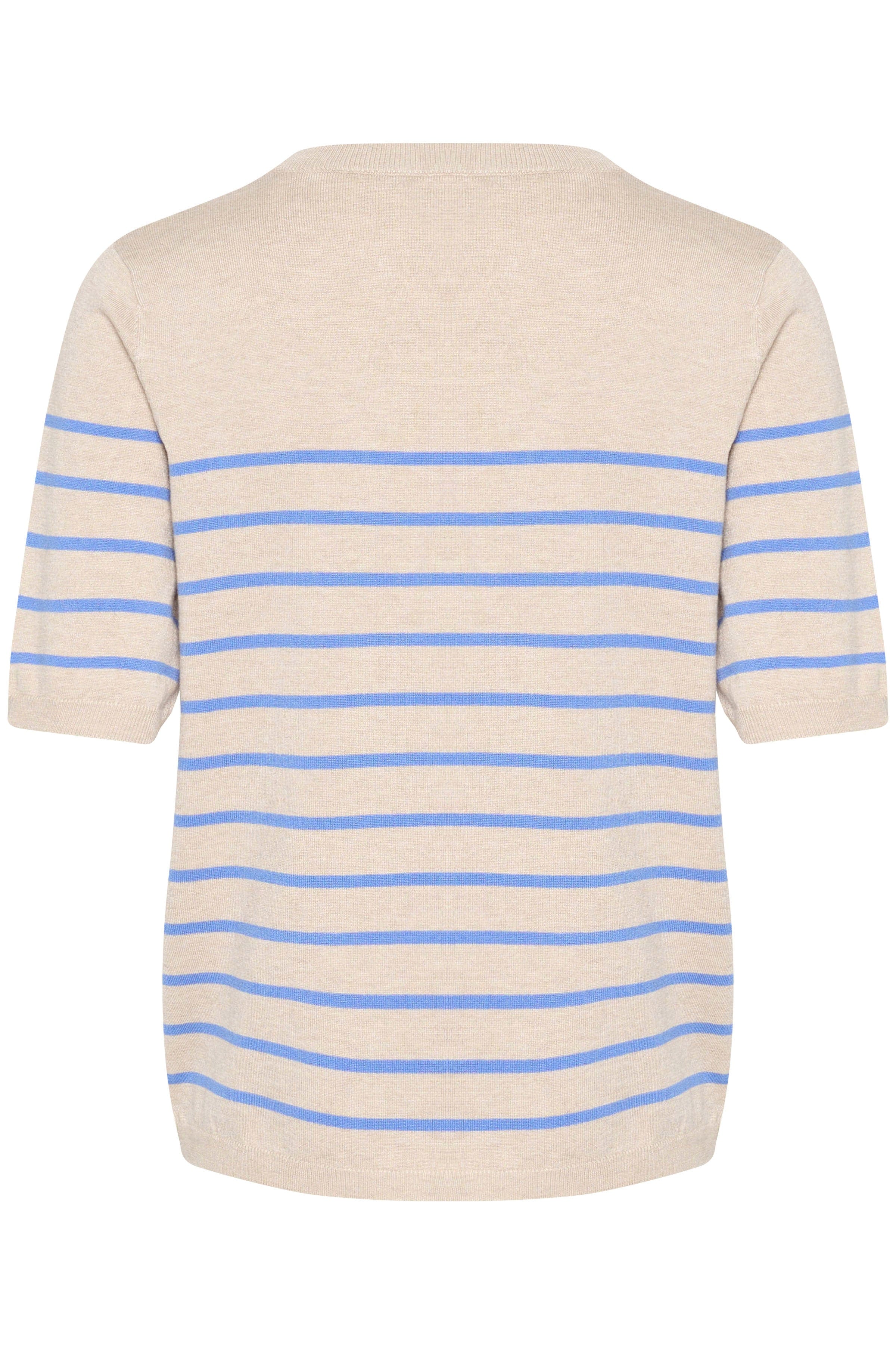 Lizza Striped Short Sleeve Knit Jumper - Feather Gray Melange/Blue - Image 6