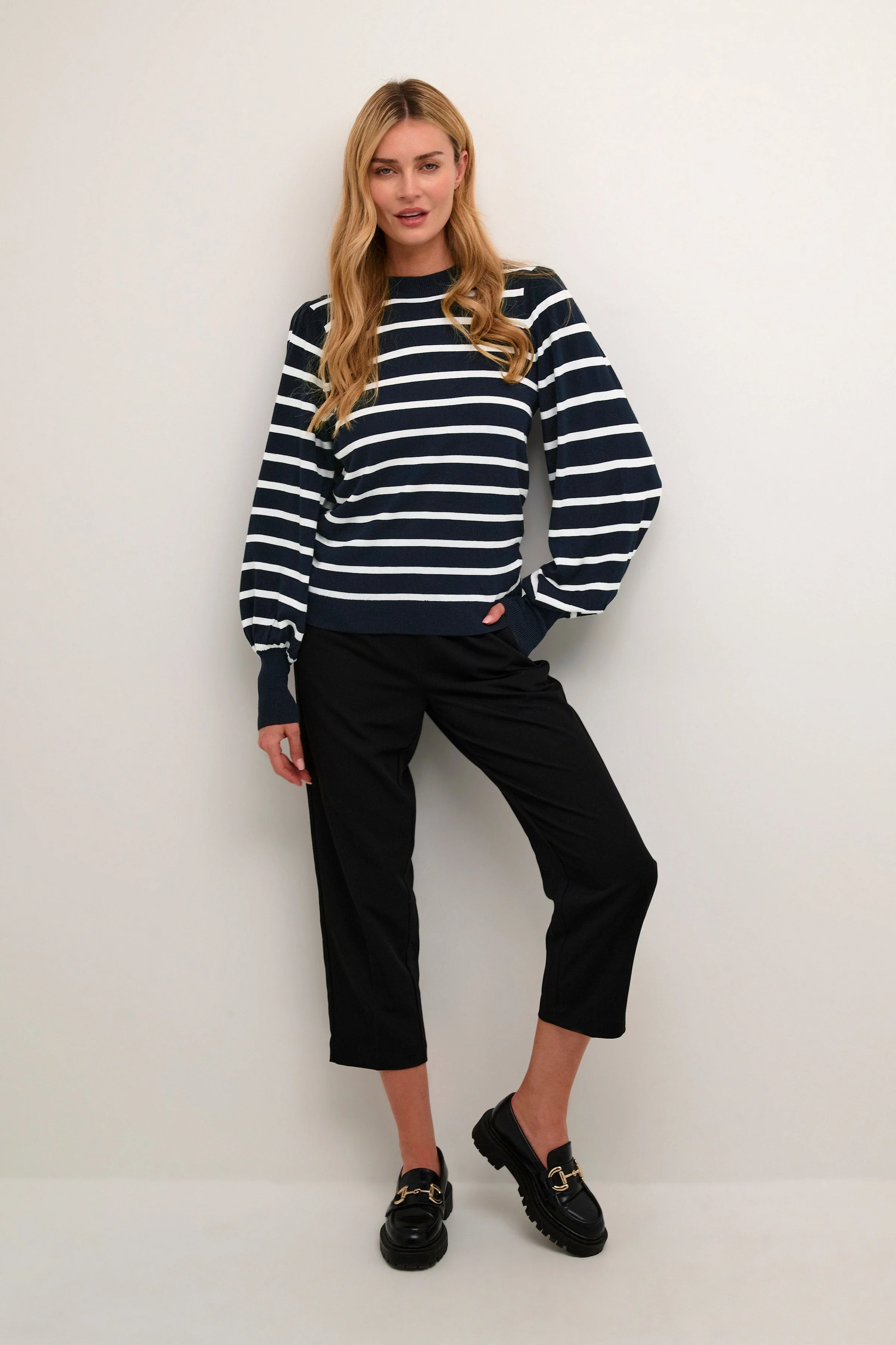 Lizzy Stripe Knit Jumper - Midnight Marine/Chalk Stripe - Image 5