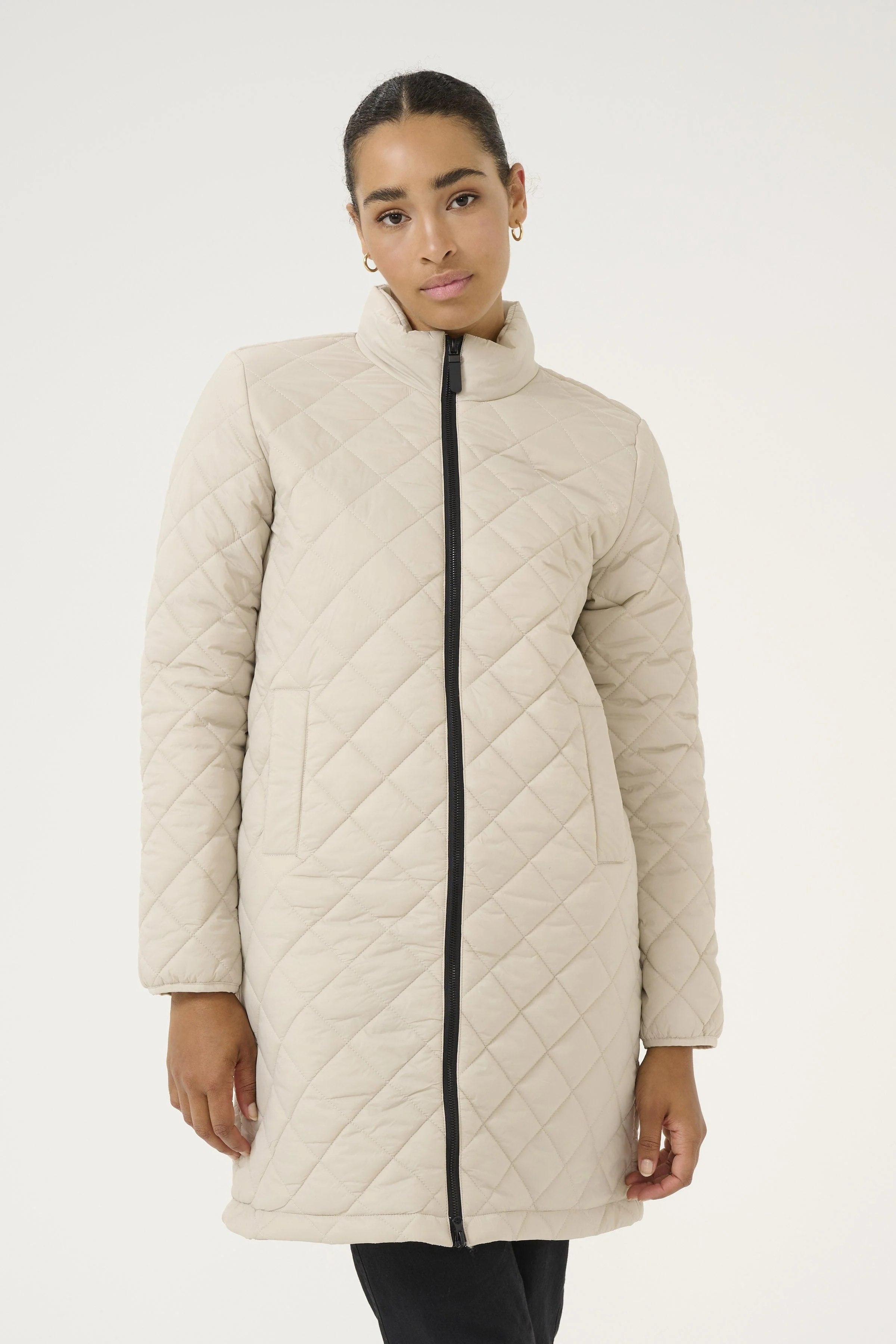 Loreen Long Quilted Jacket - Feather Gray - Image 3