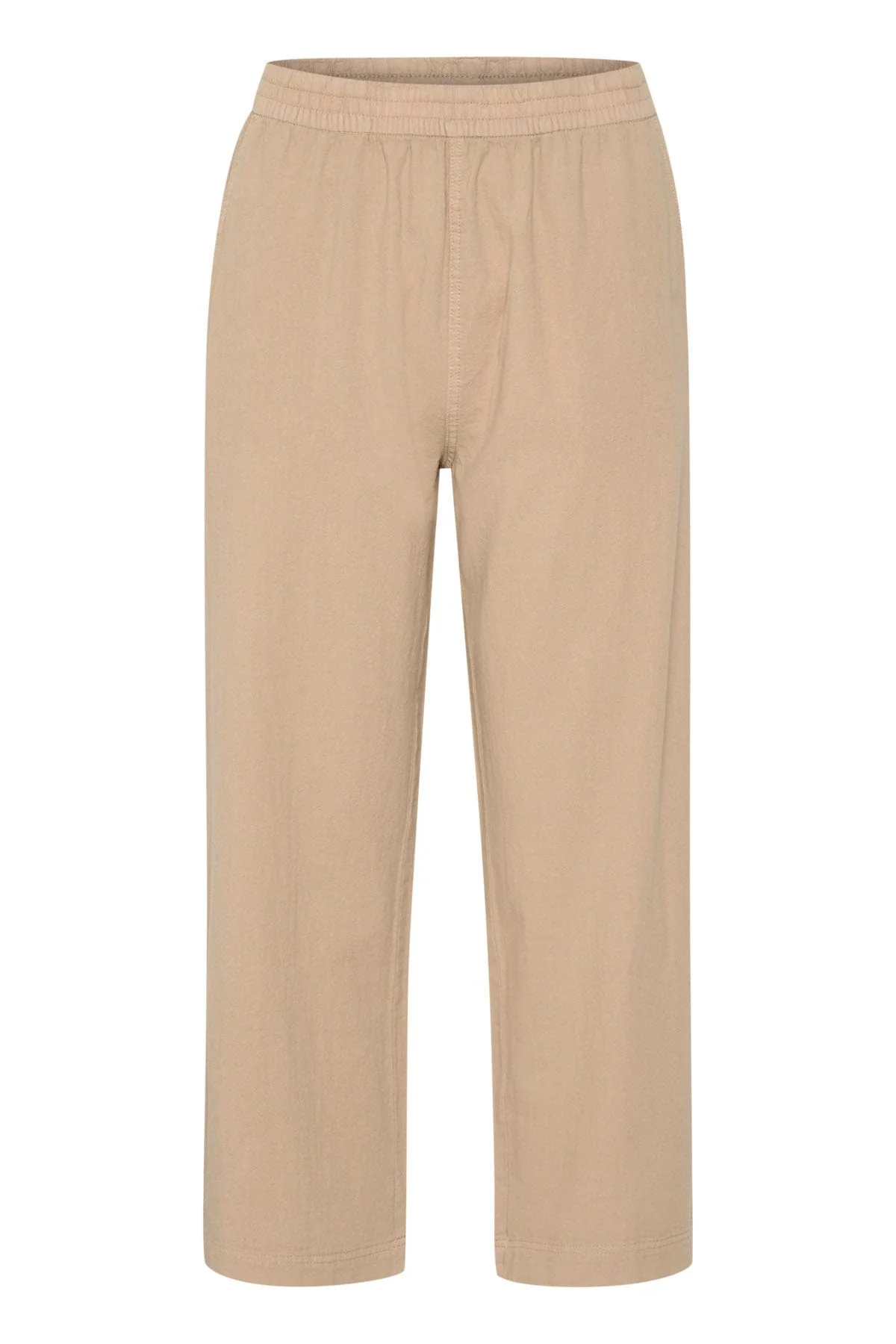 Naya Cotton Elasticated Waist Cropped Trousers - Classic Sand