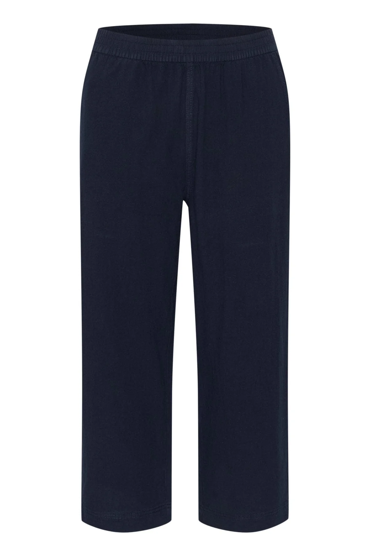 Naya Cotton Elasticated Waist Cropped Trousers - Midnight Marine