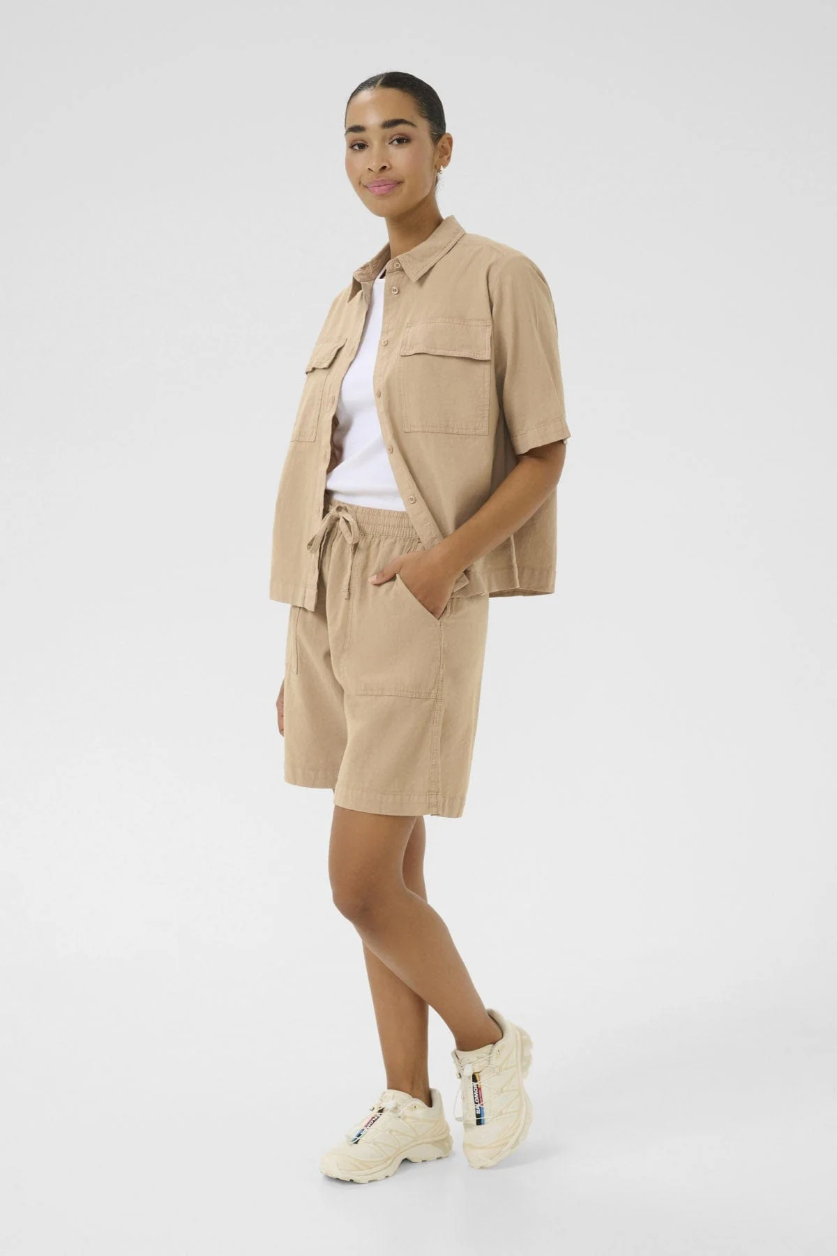 Naya Cotton Elasticated Waist Shorts - Classic Sand - Image 5