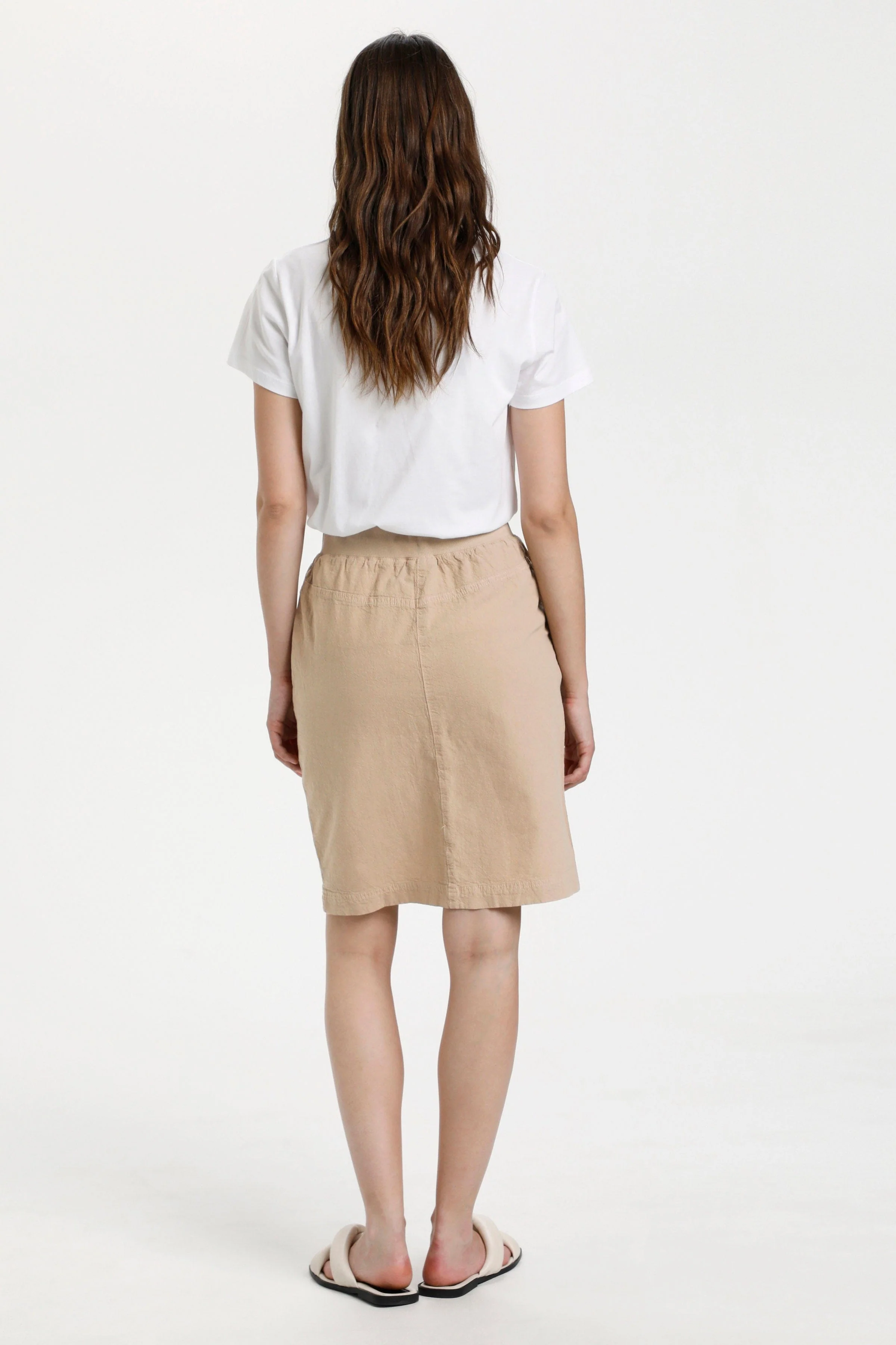 Naya Cotton Elasticated Waist Skirt - Classic Sand - Image 3