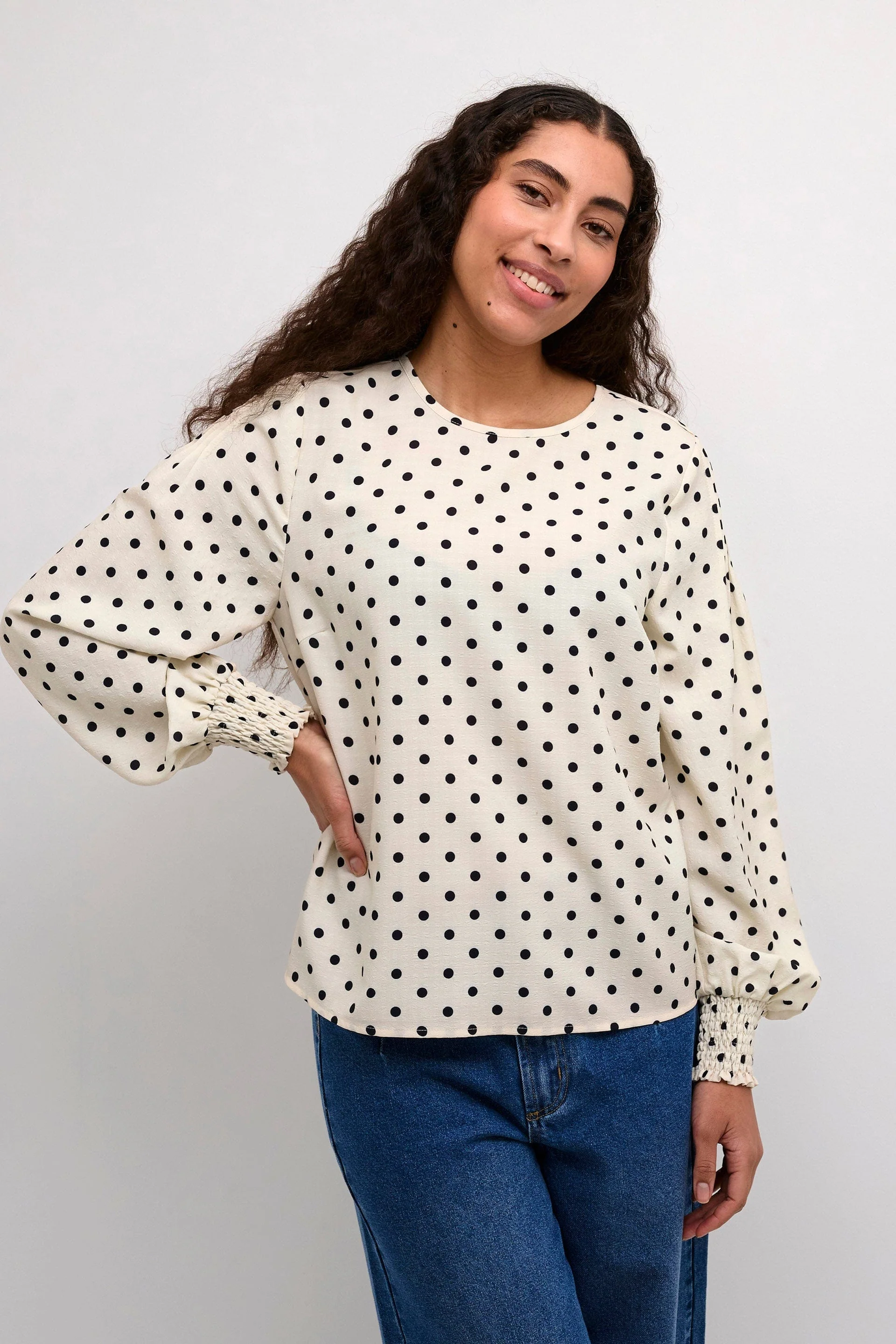 Oscarna Polka Dot Blouse - Chalk/Black Dot - Image 2