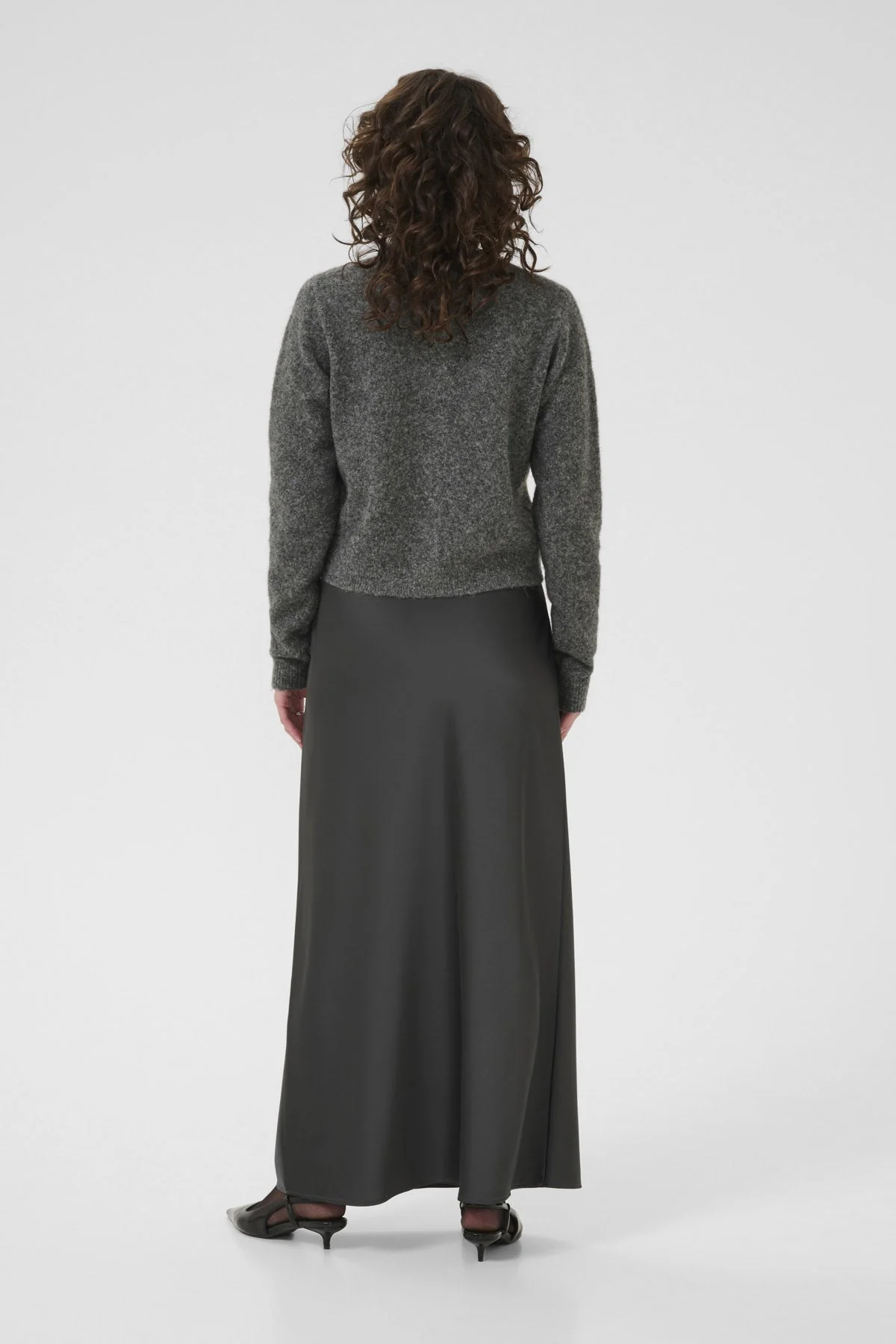 Roxy Jewel Embellished Neck Cardigan - Grey Melange - Image 6