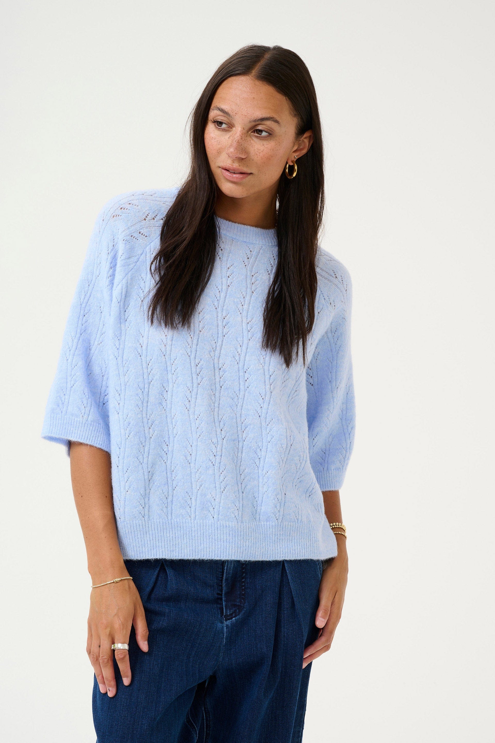 Tella Knitted Half Sleeve Jumper - Windsurfer Melange - Image 2