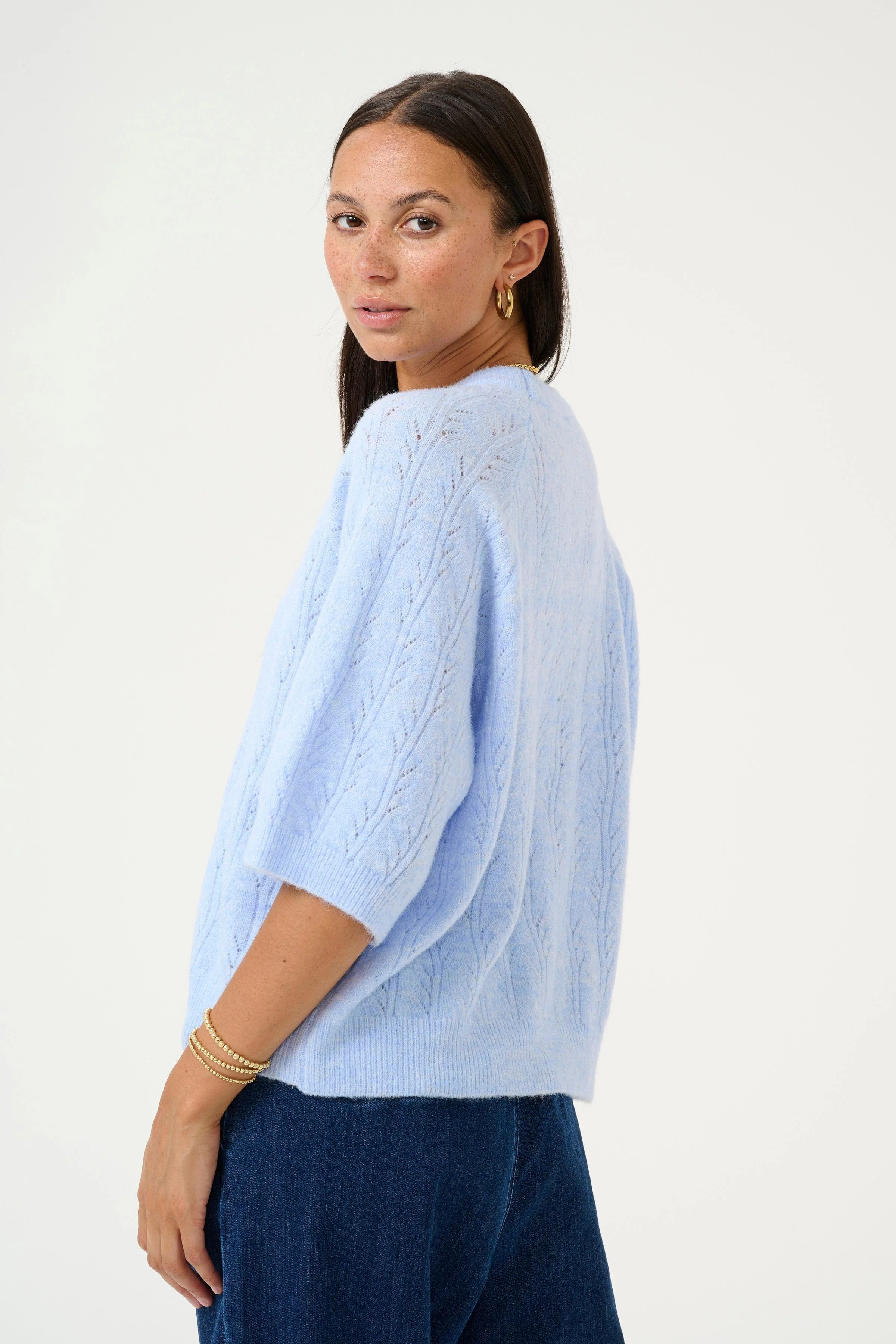 Tella Knitted Half Sleeve Jumper - Windsurfer Melange - Image 3