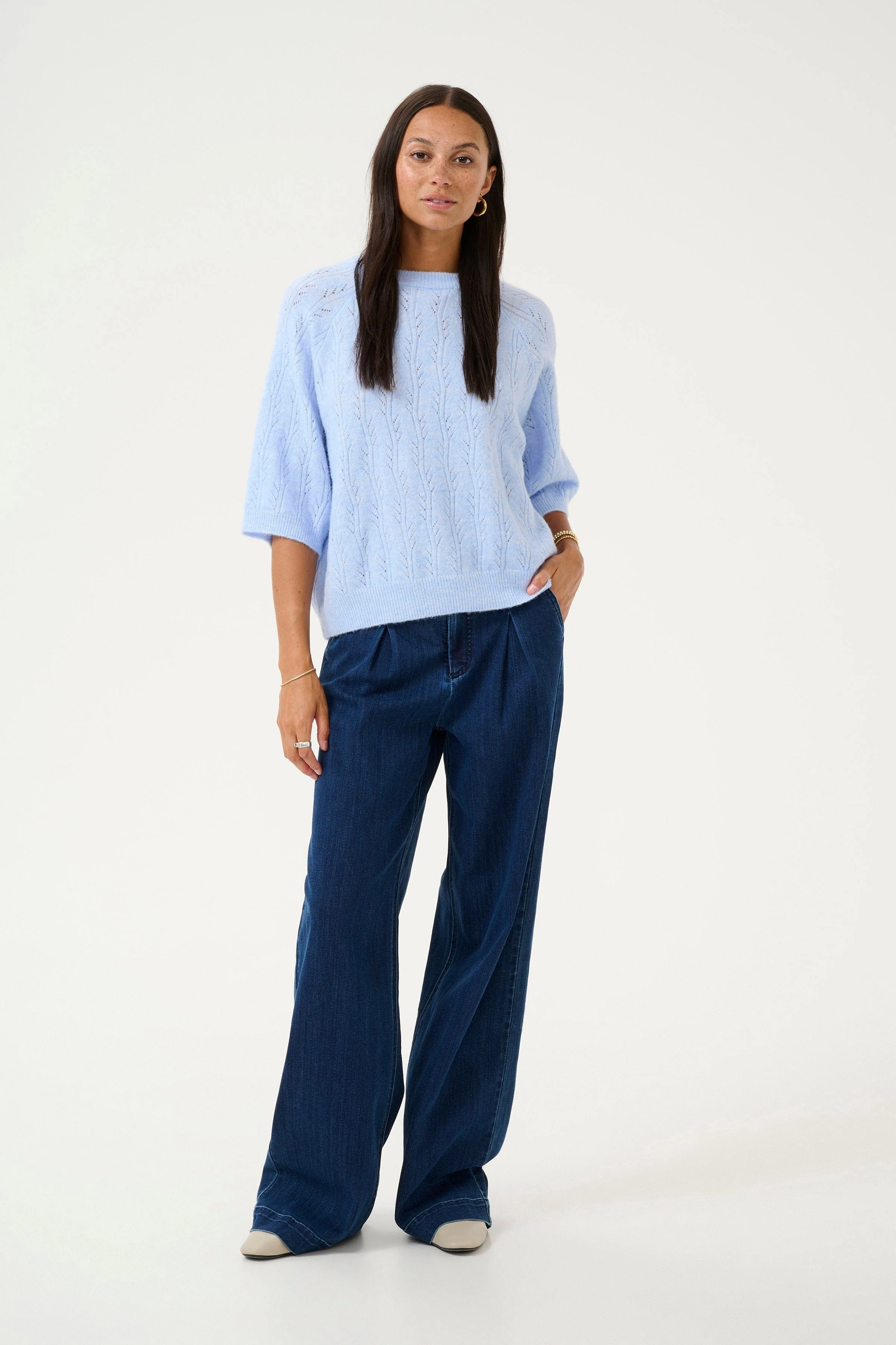 Tella Knitted Half Sleeve Jumper - Windsurfer Melange - Image 5