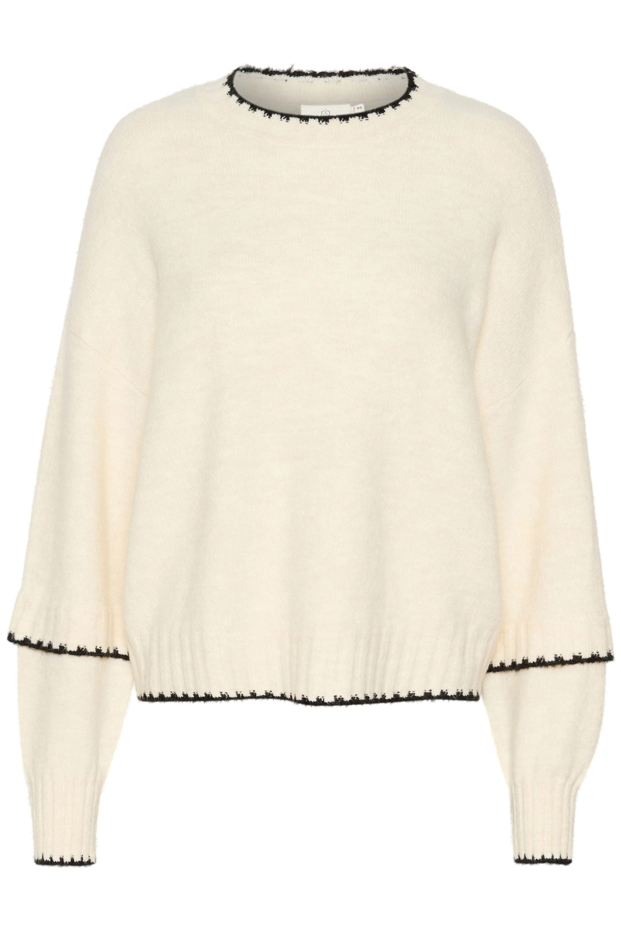 Villi Contrast Knit Jumper - Chalk Melange