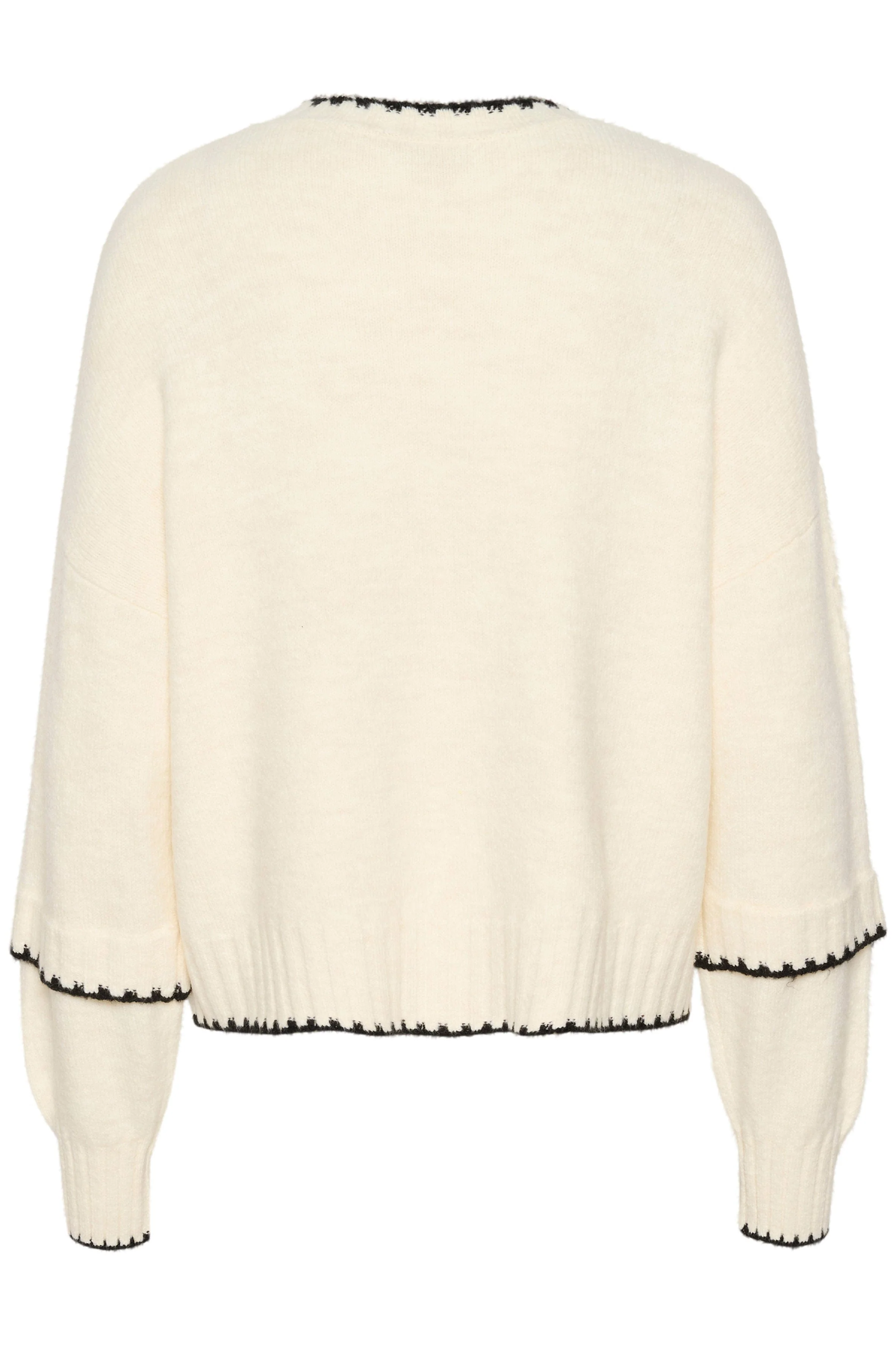 Villi Contrast Knit Jumper - Chalk Melange - Image 6