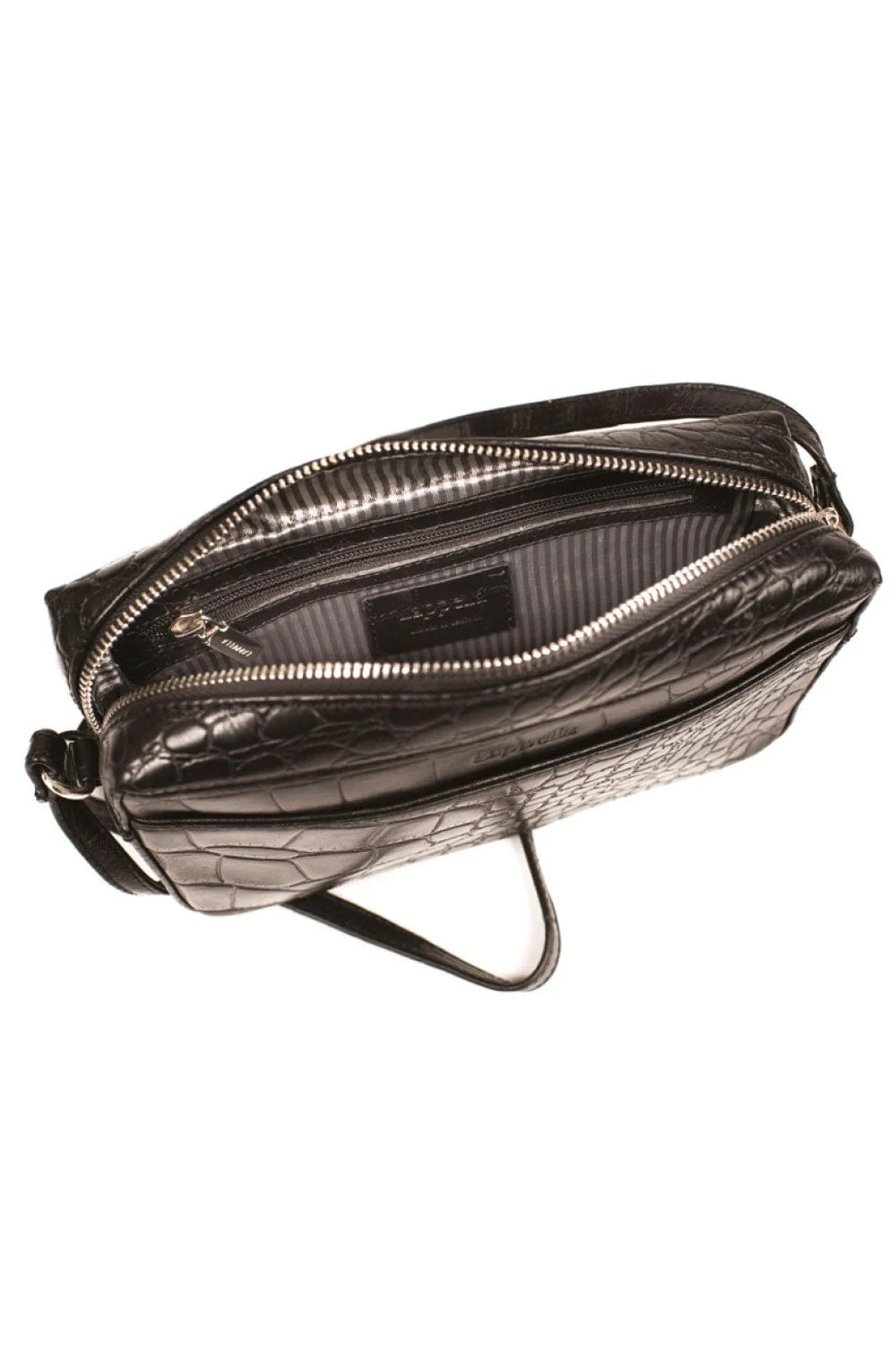 Amy Leather Crossbody Bag - Black Croc - Image 2