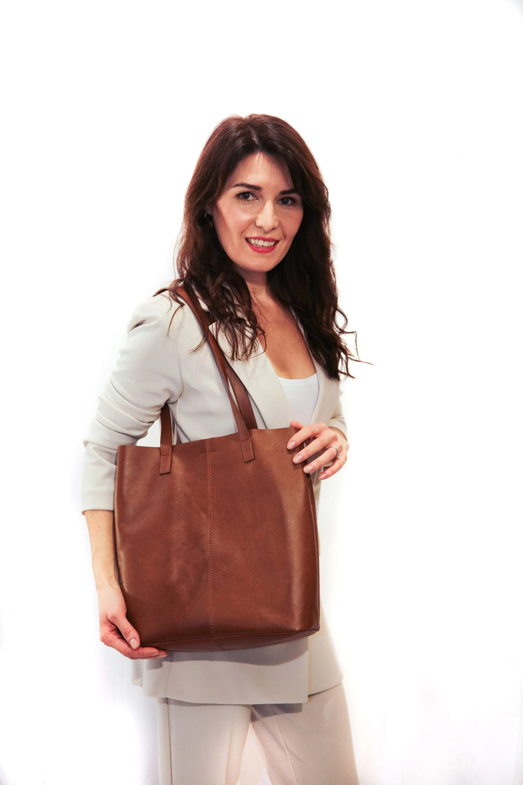 Susie Leather Shopper Bag - Tan