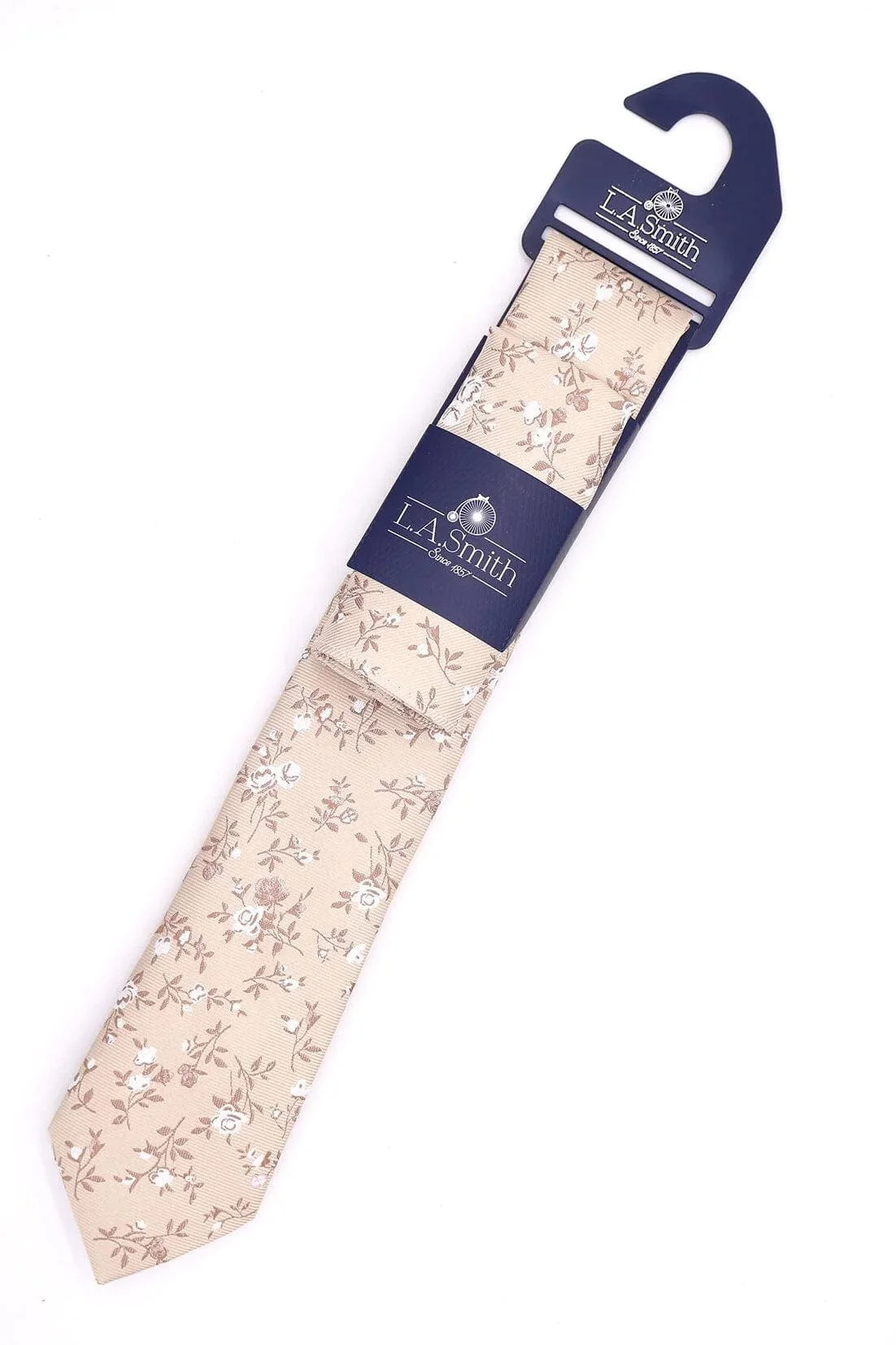 Floral Tie and Pocket Square Set - Champagne