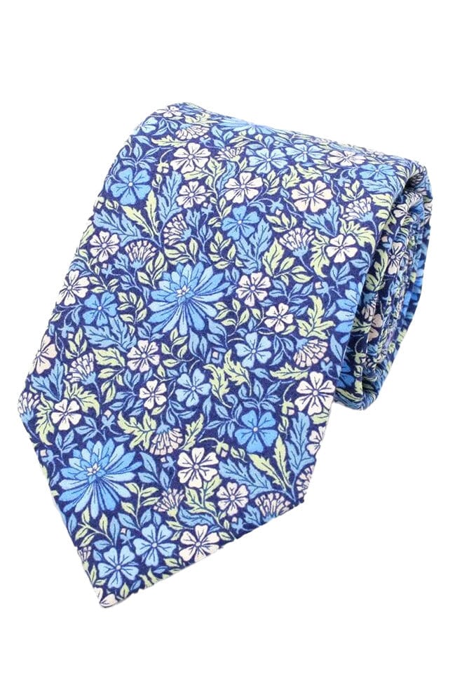 Liberty Moon Flower Cotton Tie - Blue