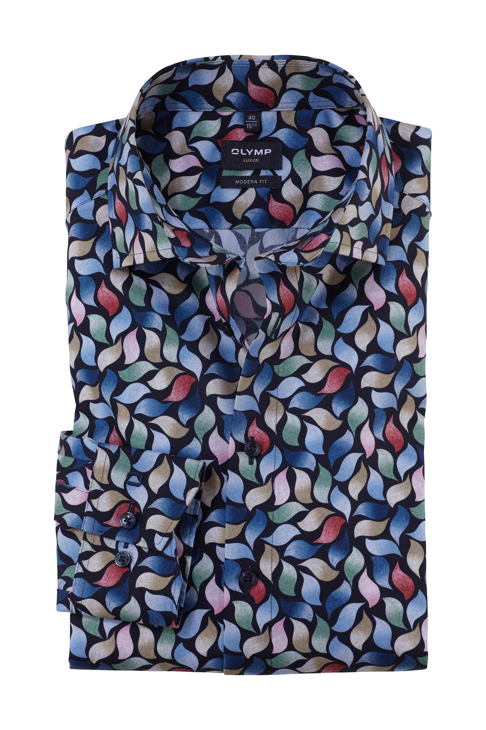 Luxor Modern Fit Abstract Print Shirt - Marine