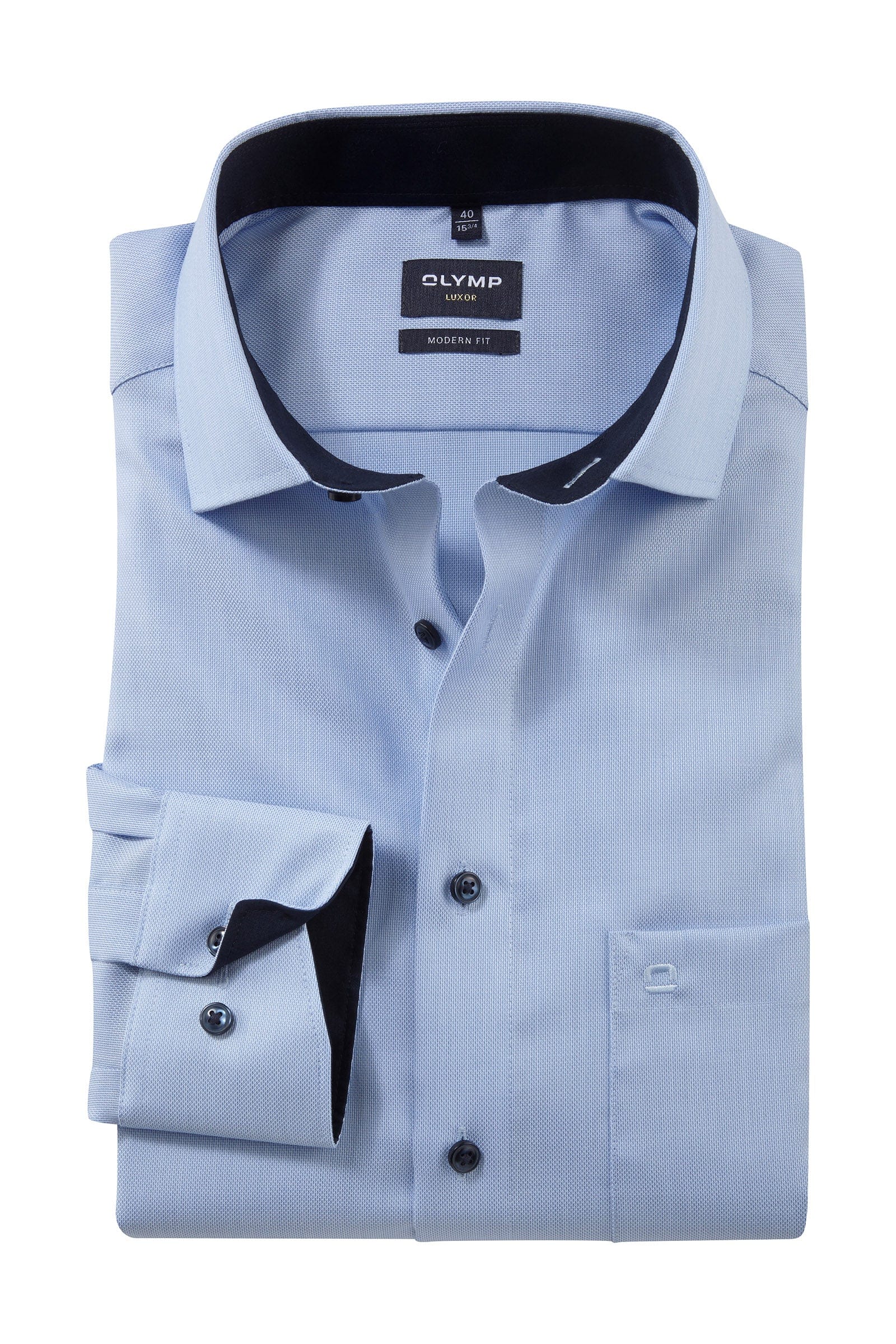Luxor Modern Fit Oxford Long Sleeve Shirt - Light Blue