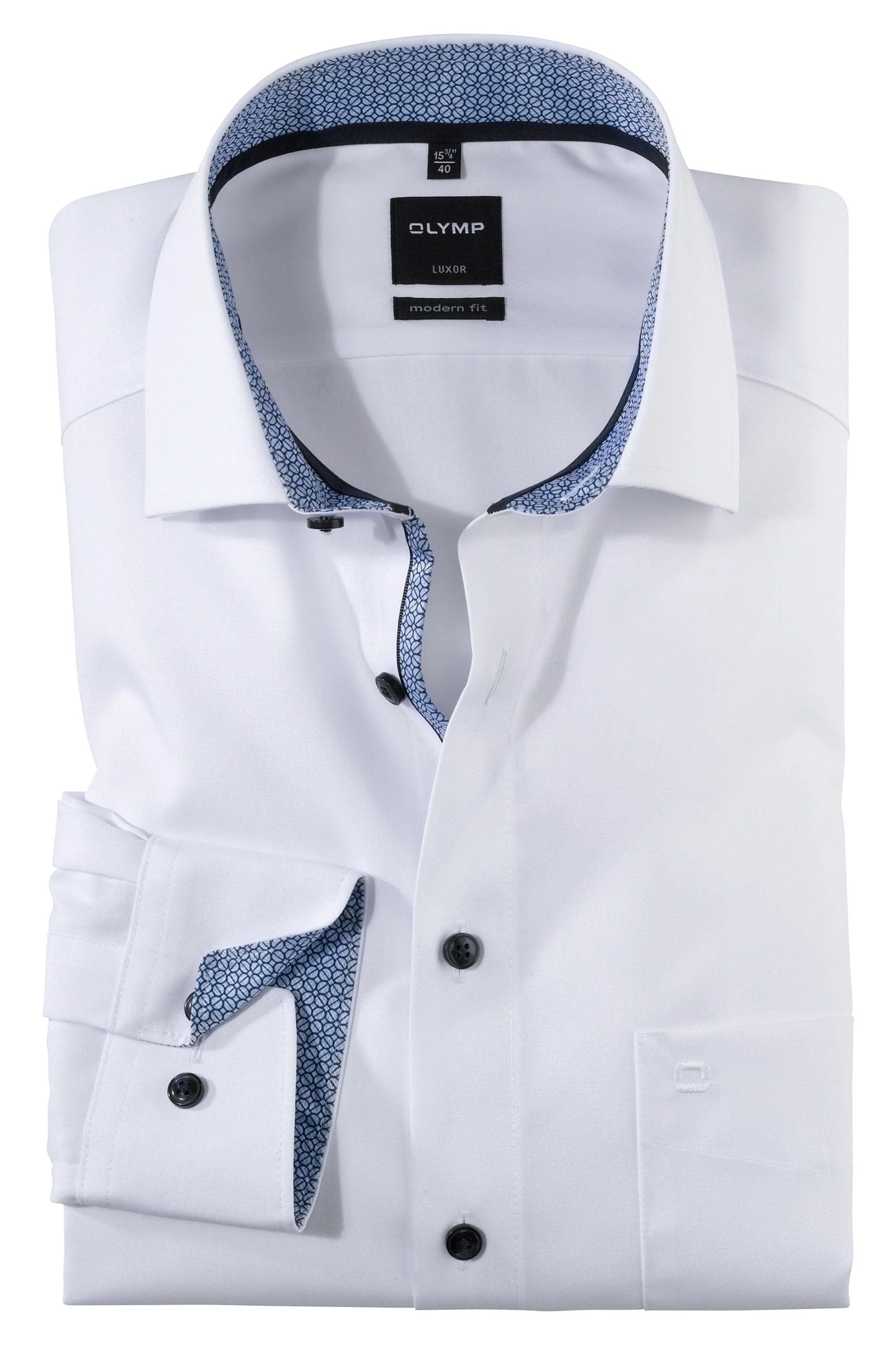 Luxor Modern Fit Plain Shirt with Blue Trim - White