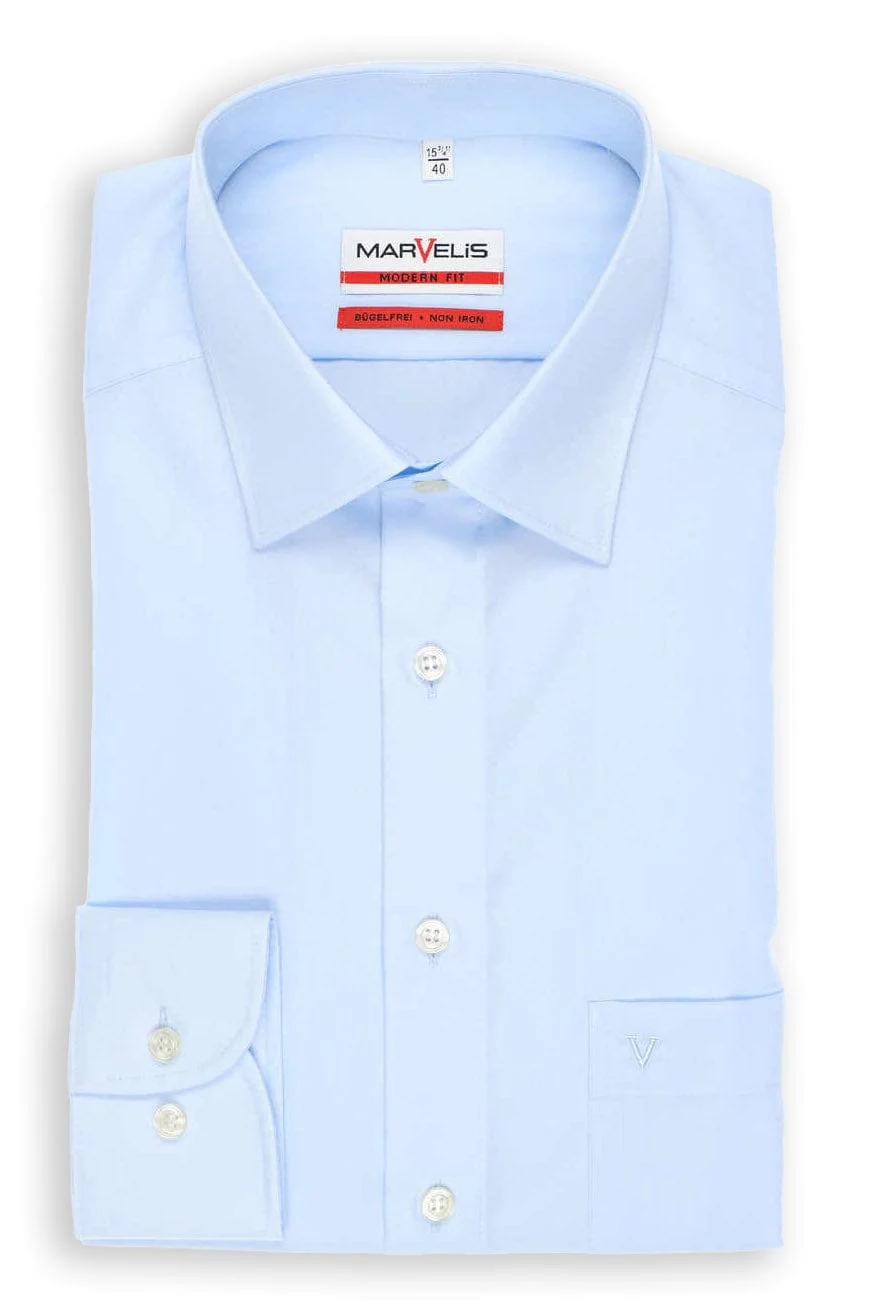 Non-Iron Modern Fit Plain Shirt - Light Blue