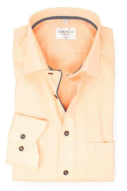 Non-Iron Modern Fit Self Patterned Shirt - Orange