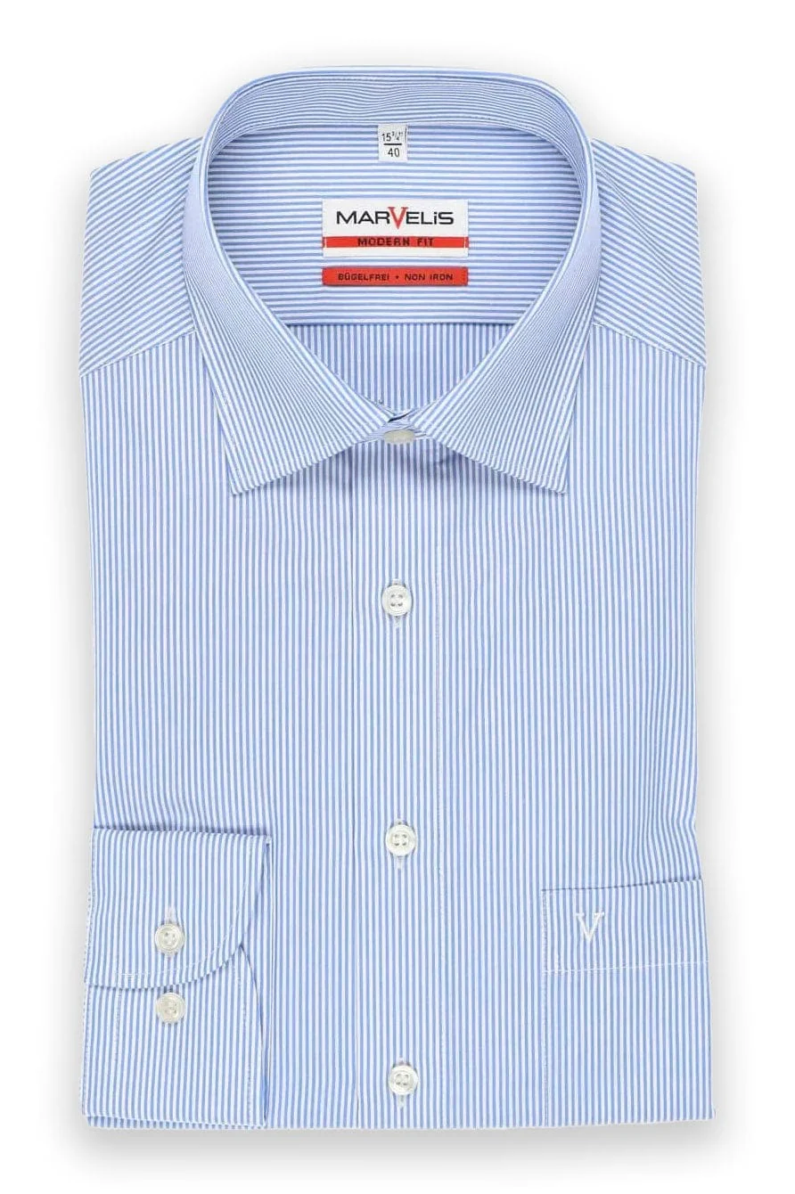 Non-Iron Modern Fit Stripe Shirt - Blue/White