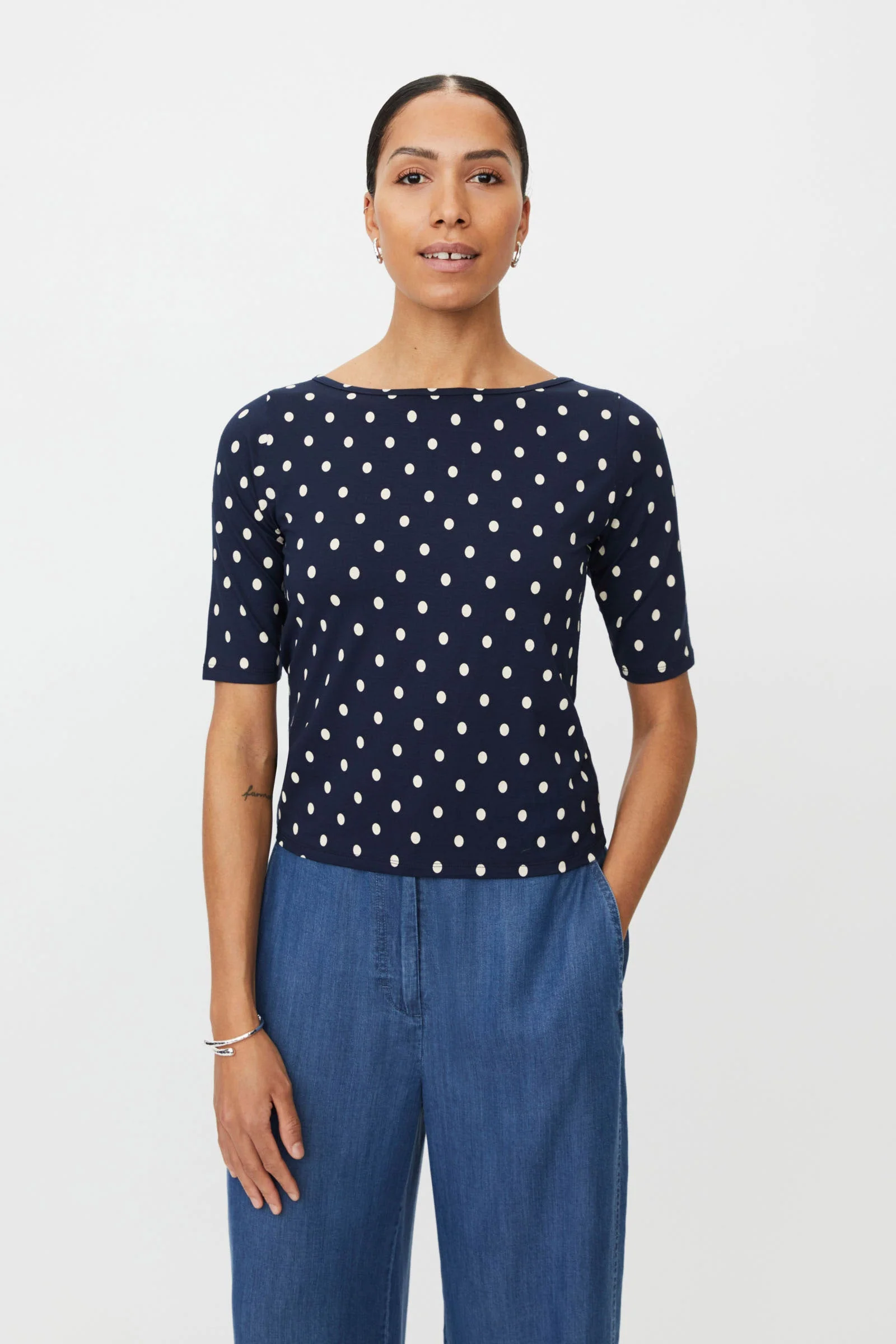 Bavessa Polka-Dot Top - Navy Blazer - Image 2