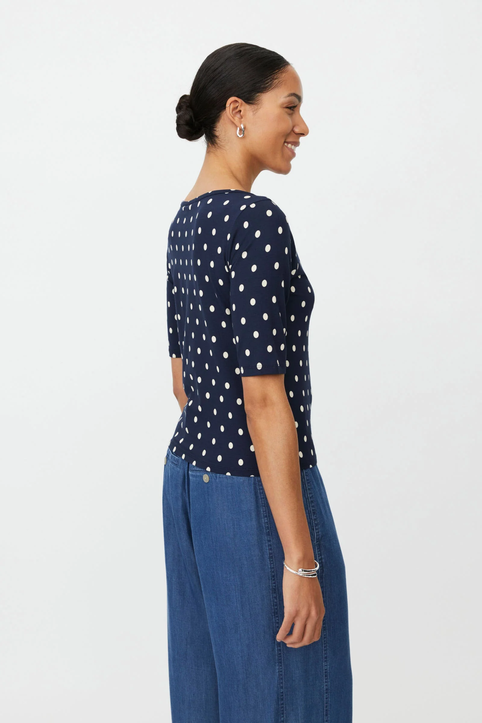 Bavessa Polka-Dot Top - Navy Blazer - Image 3
