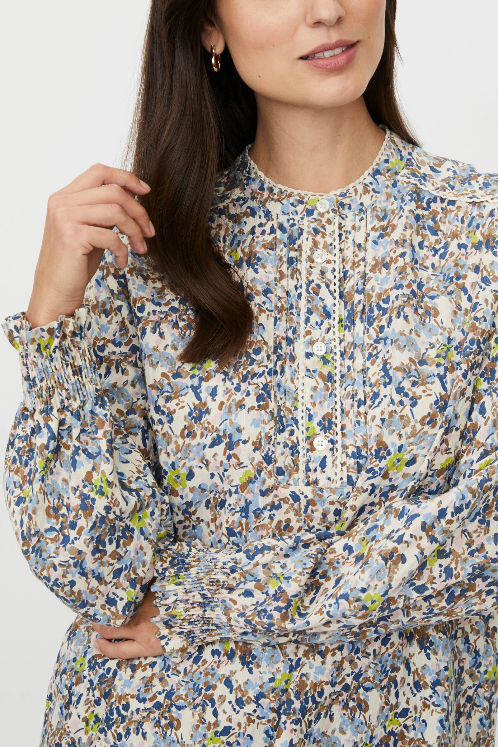 Dionelle Floral Detail Blouse - Placid Blue - Image 4