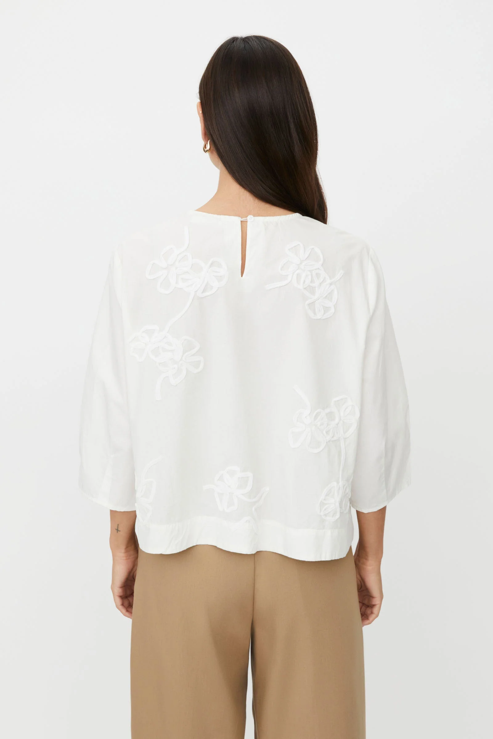Drenithra Embroidered Floral Blouse - Jet Stream - Image 9