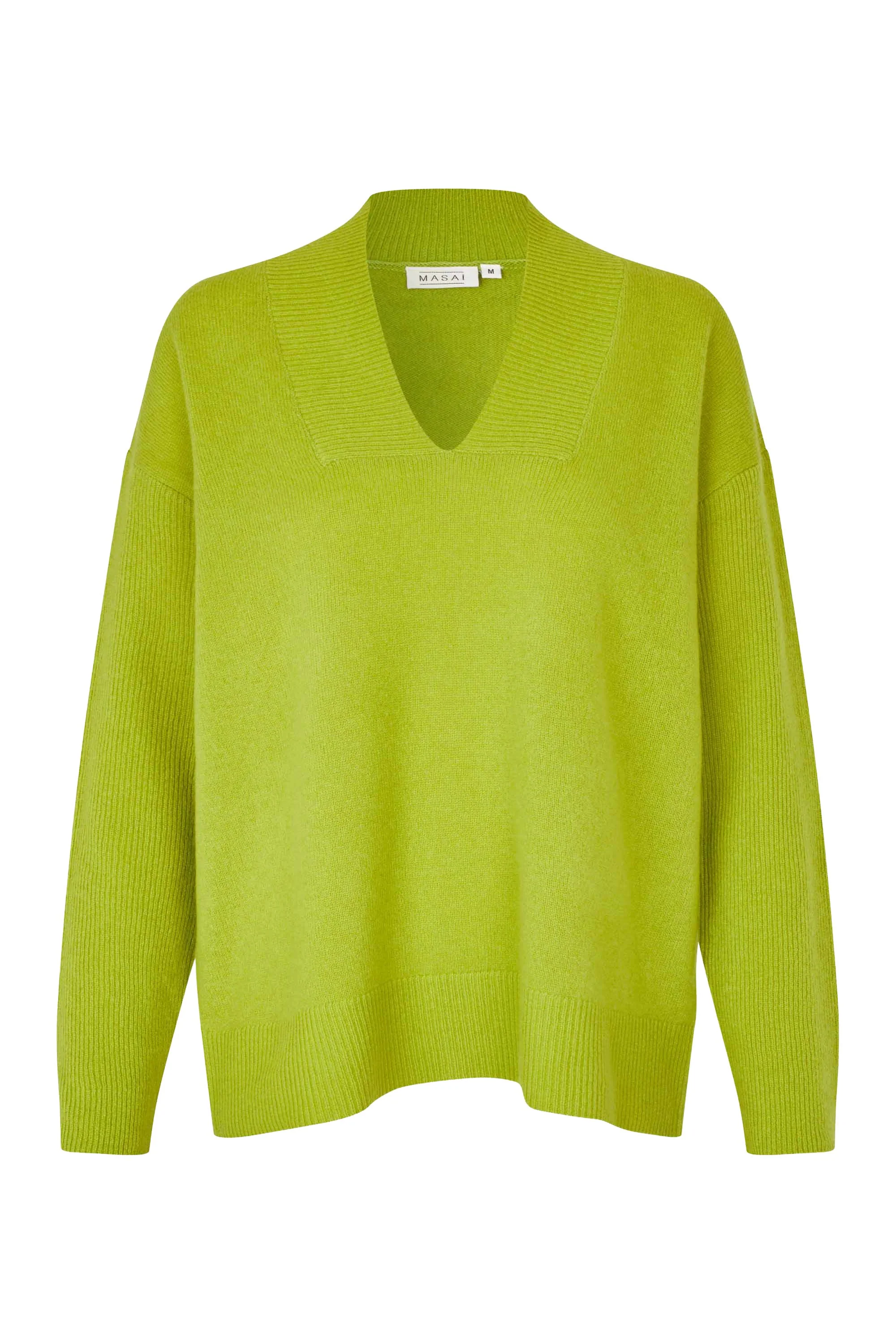 Fanceen Long Sleeve V-Neck Jumper - B Chartreuse