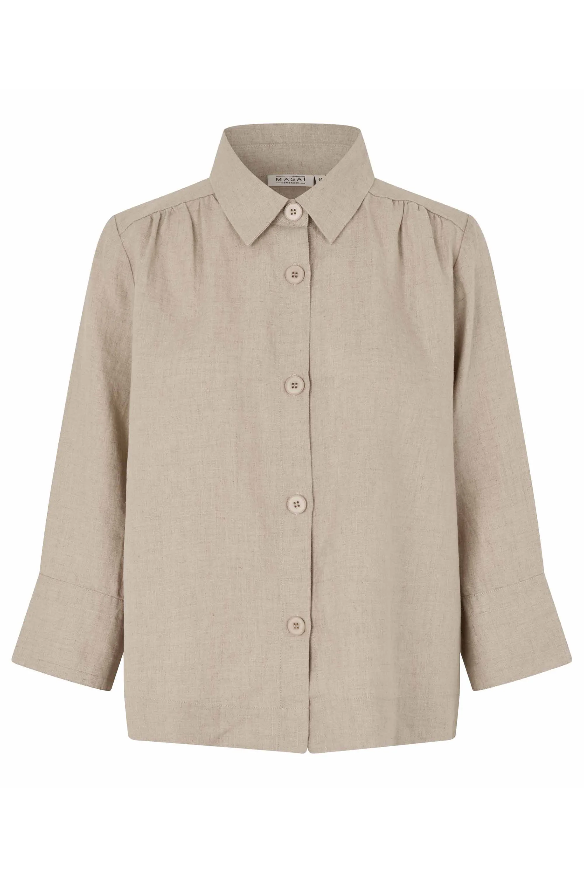 Idakai Linen 3/4 Sleeve Shirt - Natural
