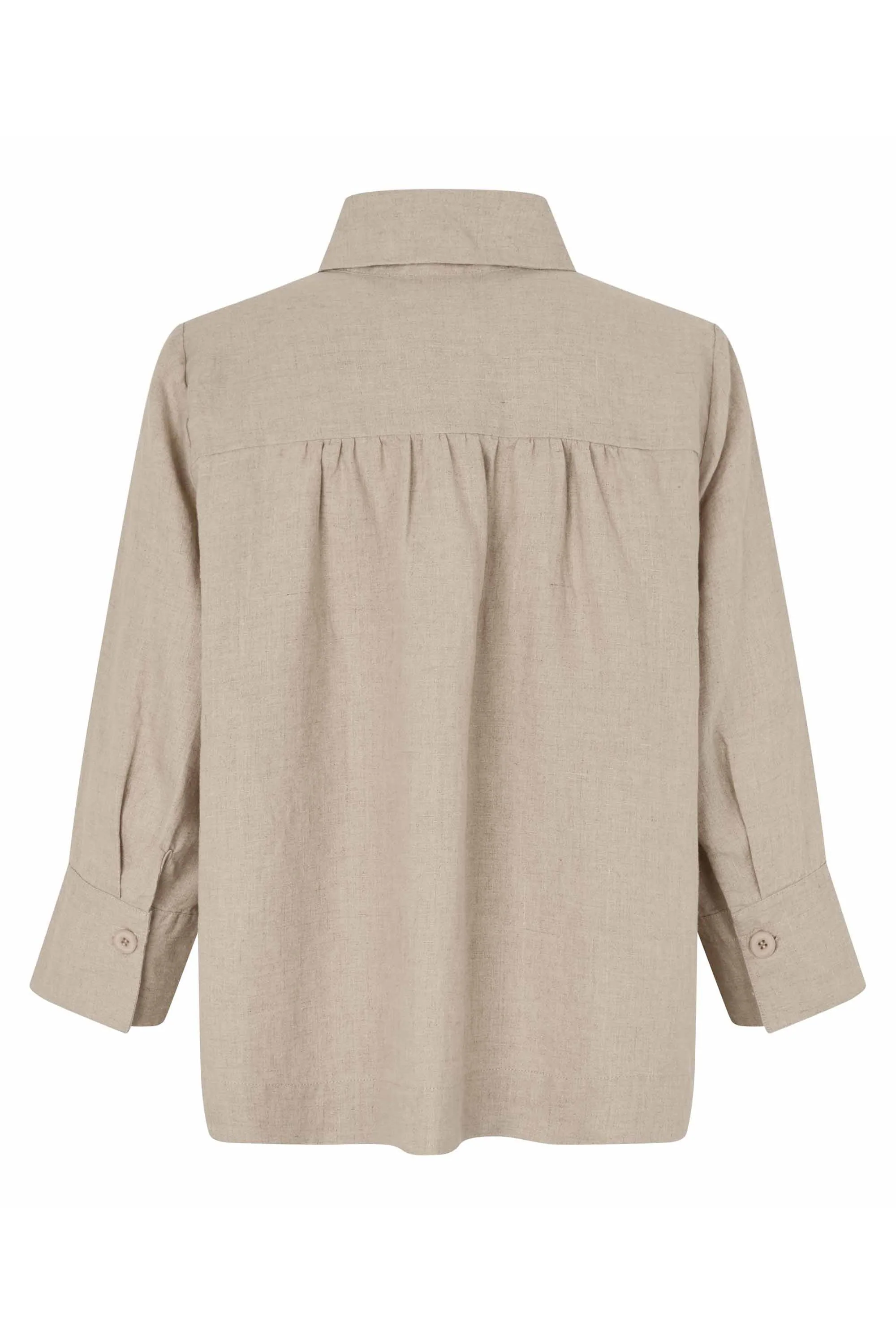 Idakai Linen 3/4 Sleeve Shirt - Natural - Image 7