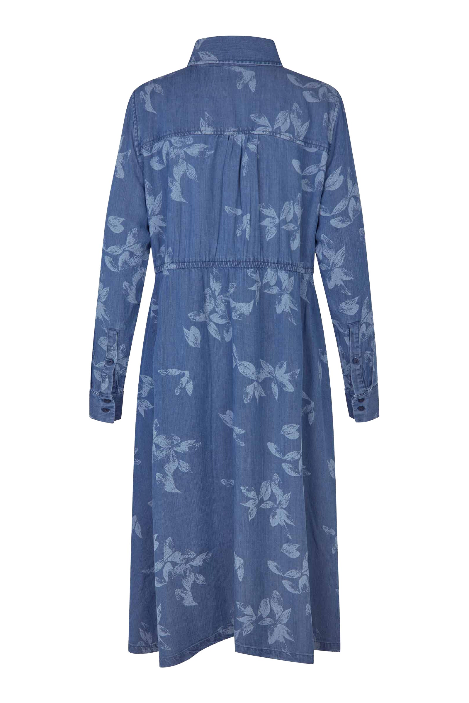 Norvinu Printed Denim Shirt Dress - Blue Denim - Image 5
