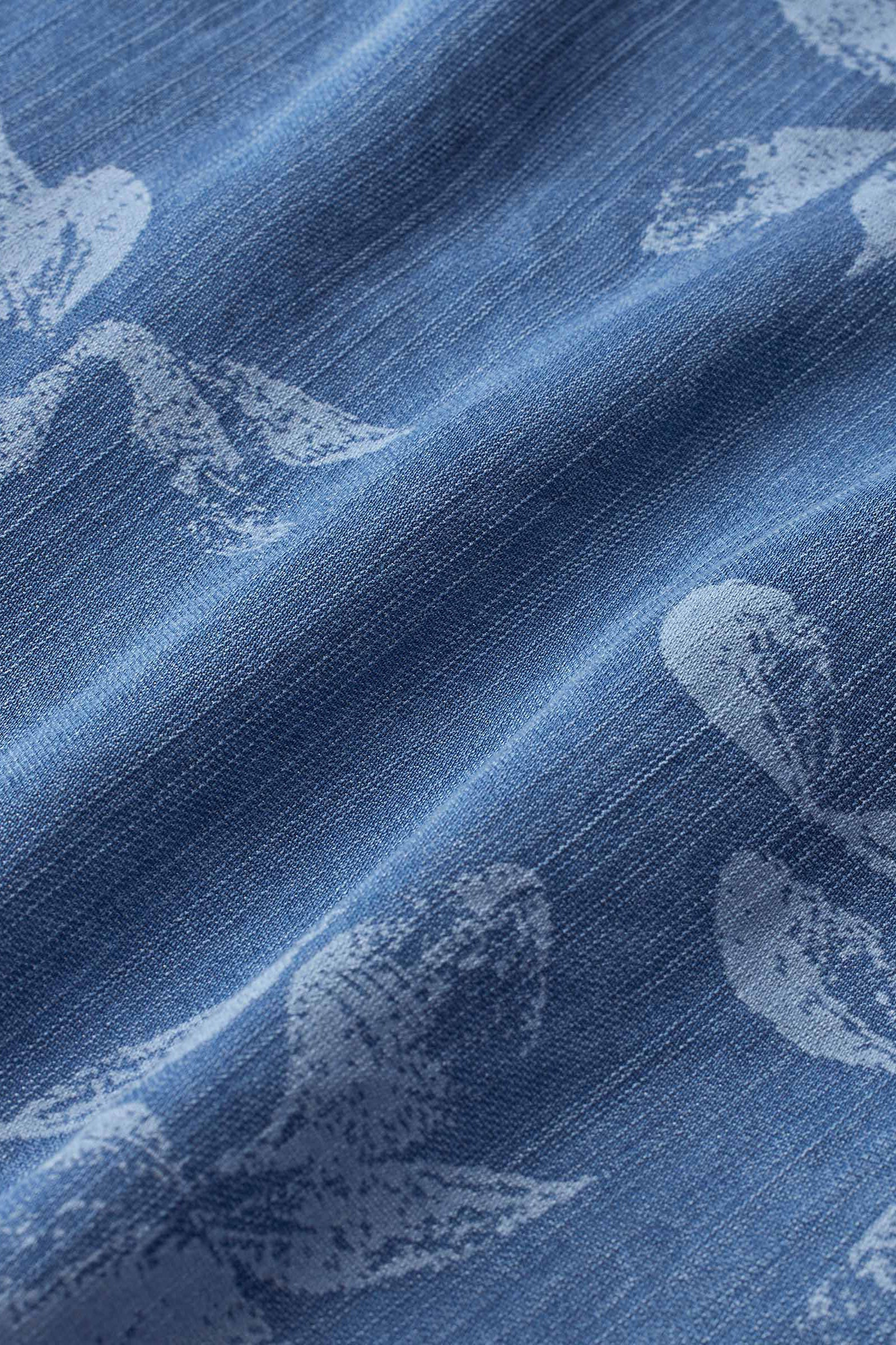 Norvinu Printed Denim Shirt Dress - Blue Denim - Image 7