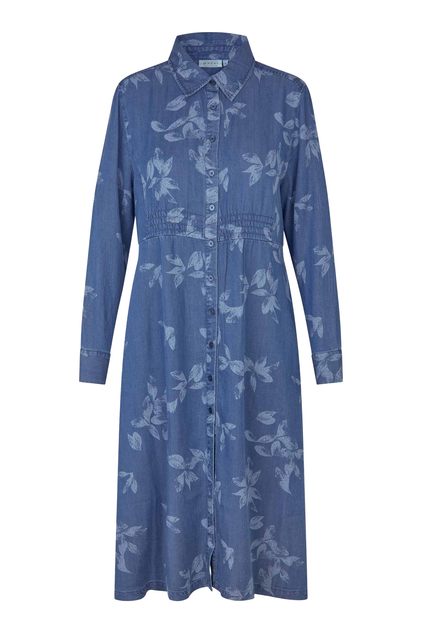 Norvinu Printed Denim Shirt Dress - Blue Denim - Image 8