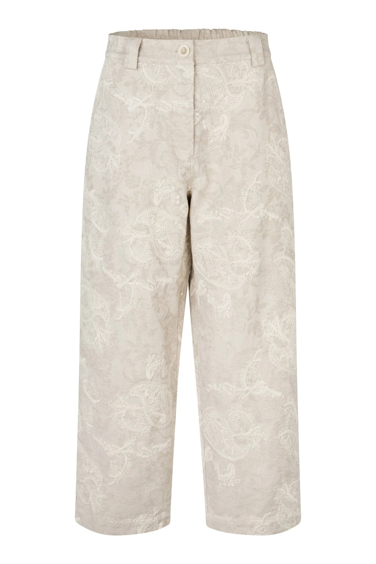 Paelith Embroidered Straight Leg Trousers - Natural