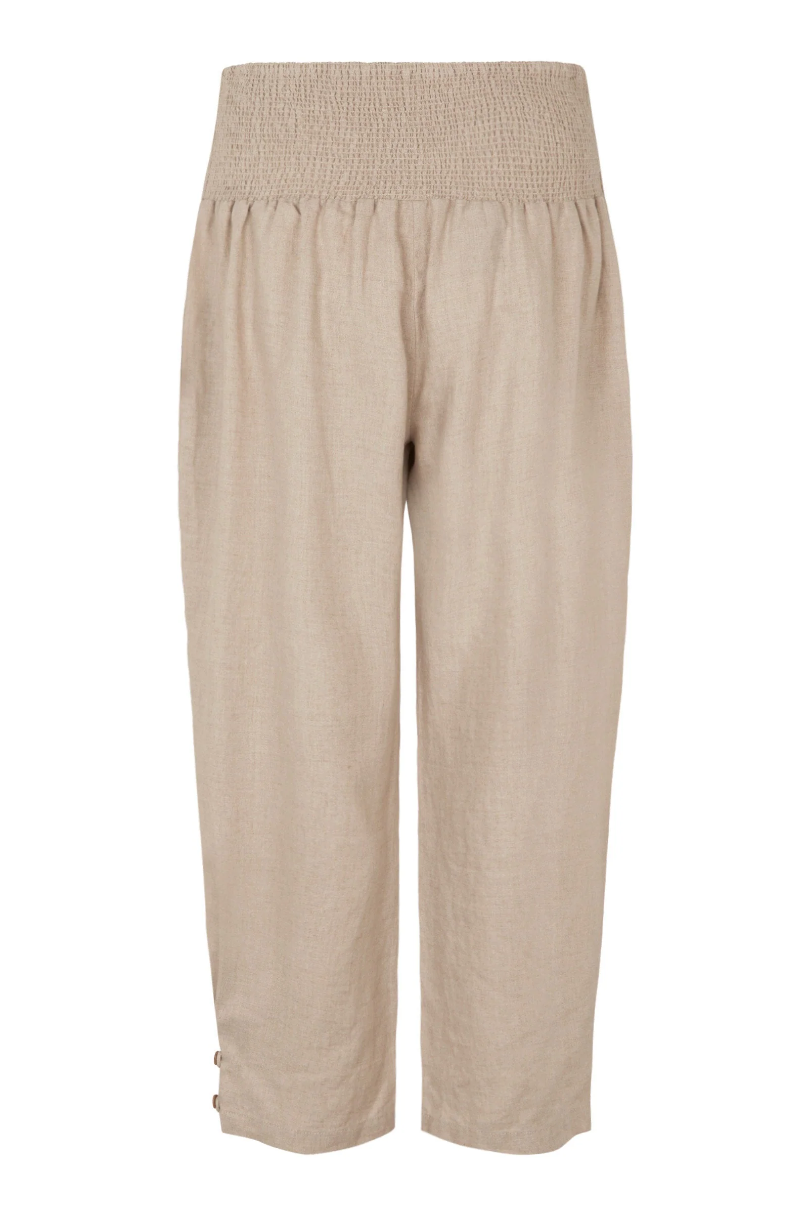Penna Linen Elastic Waist Cropped Trousers - Natural - Image 7