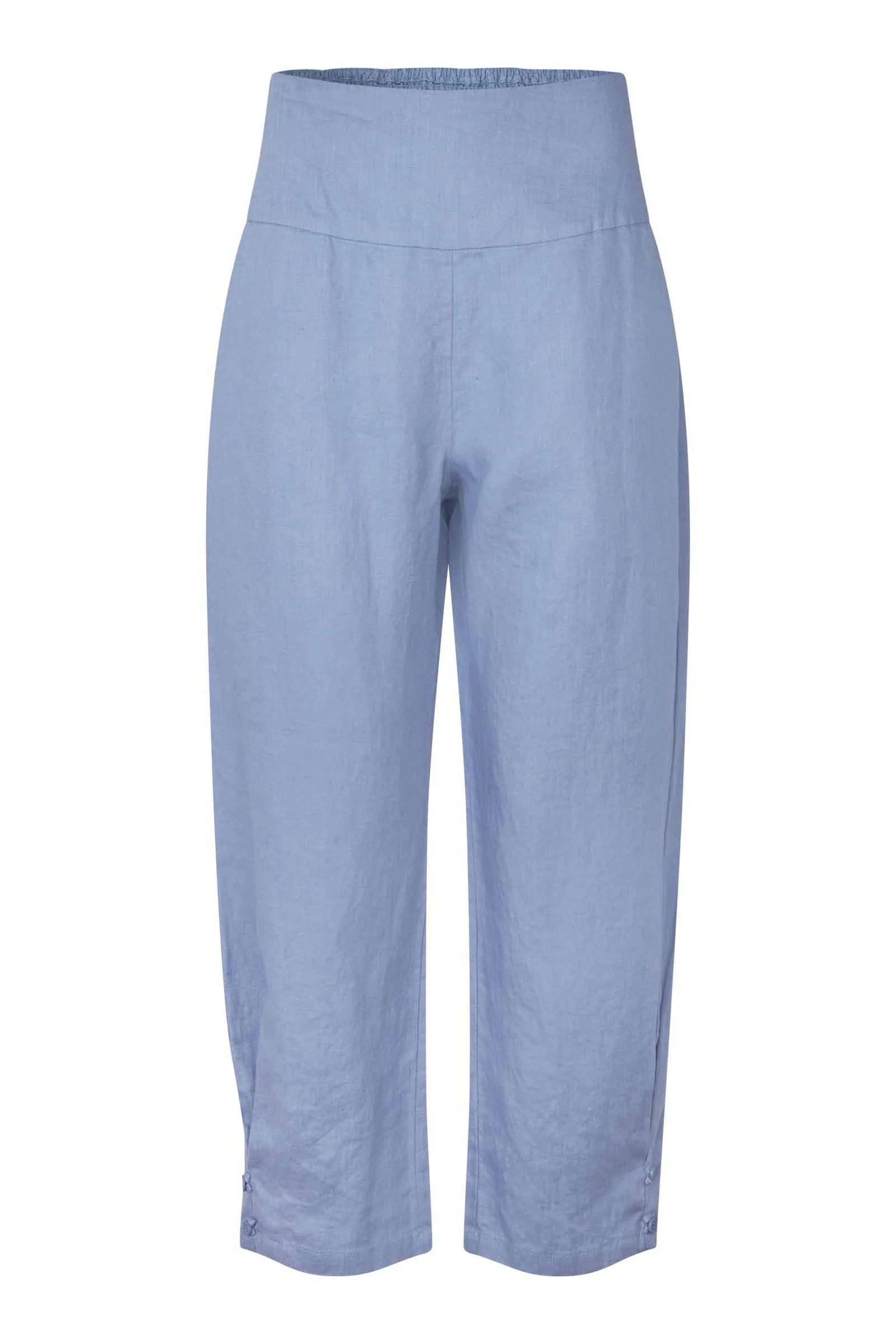 Penna Linen Elastic Waist Cropped Trousers - Stonewash