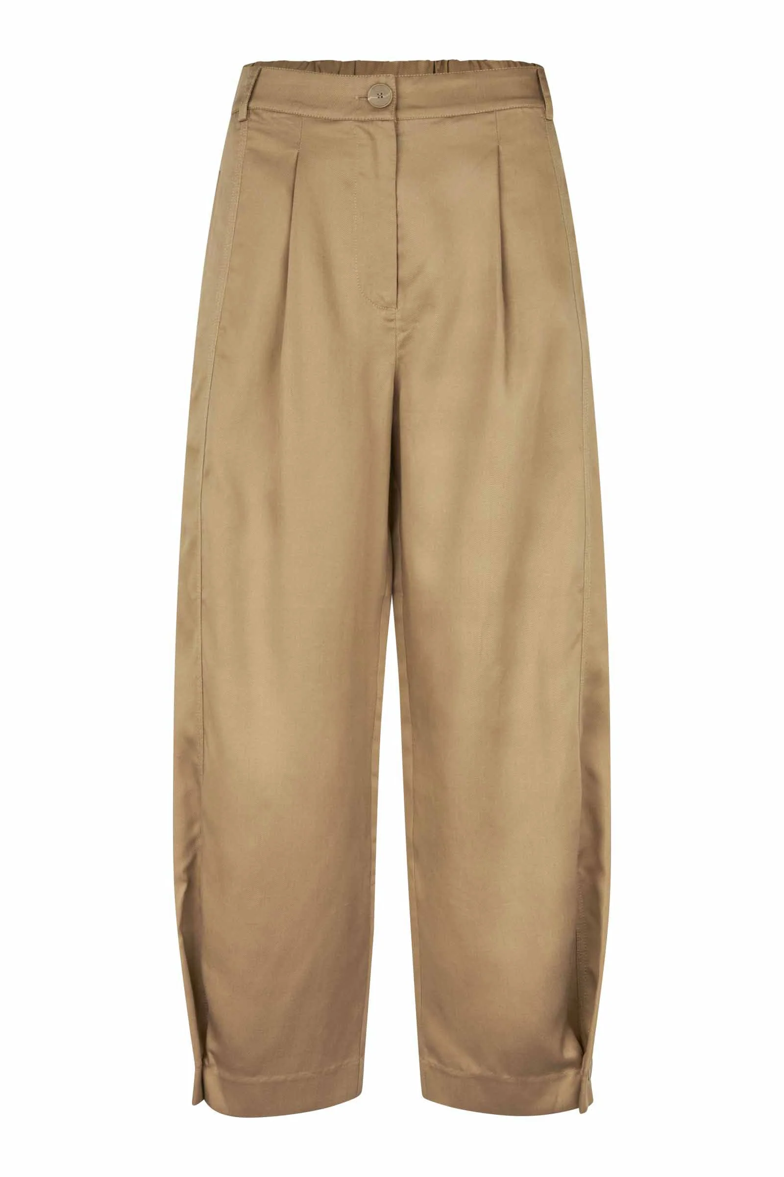 Punna Pleated Ankle Grazer Trousers - Petrified Oak