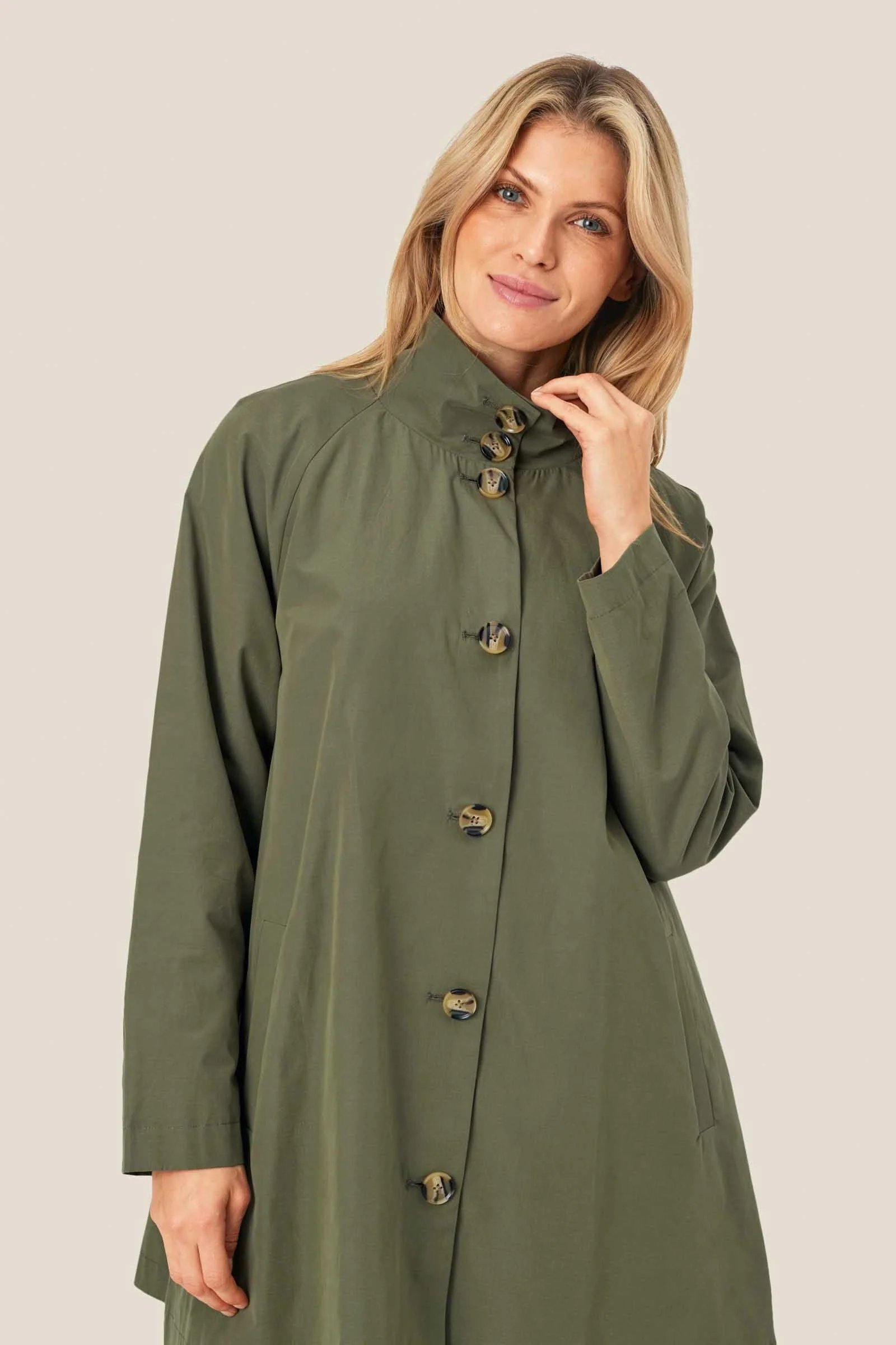 Teresa Cotton Blend Coat - Dark Lichen Green - Image 4