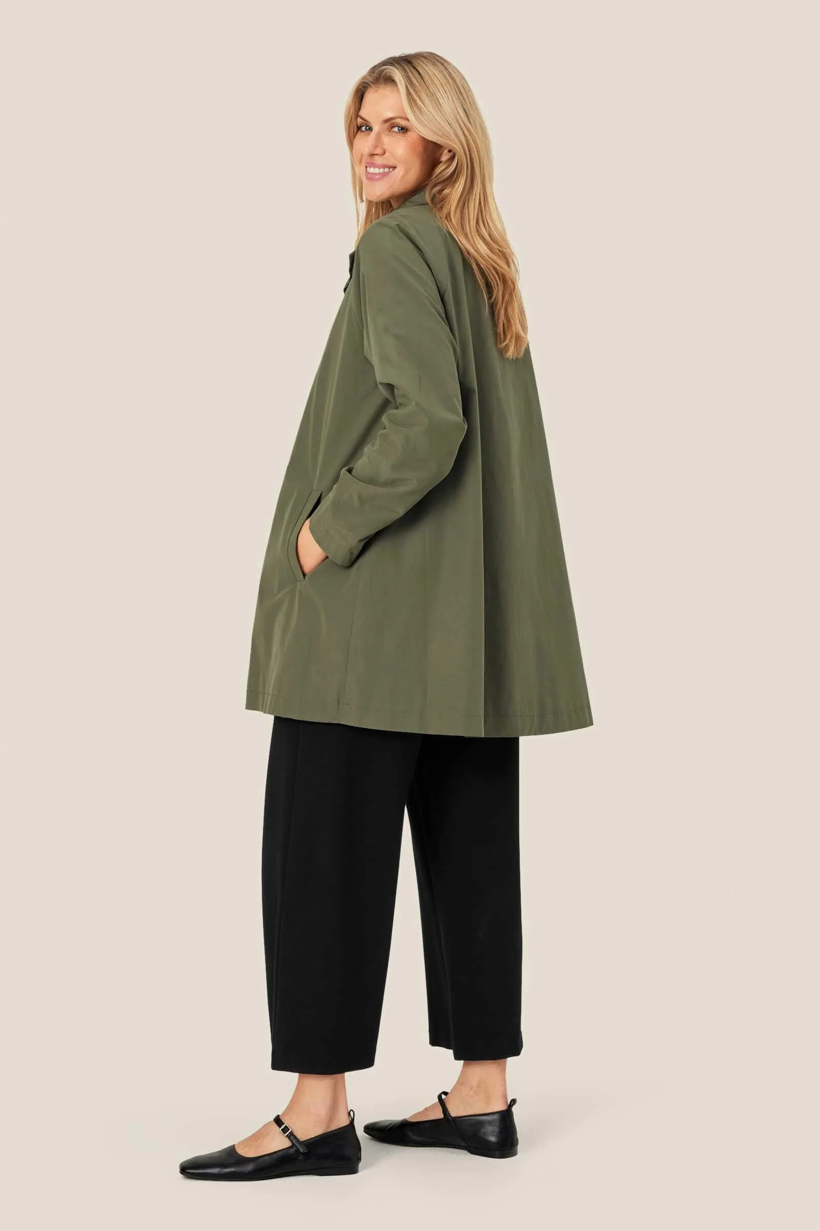 Teresa Cotton Blend Coat - Dark Lichen Green - Image 5