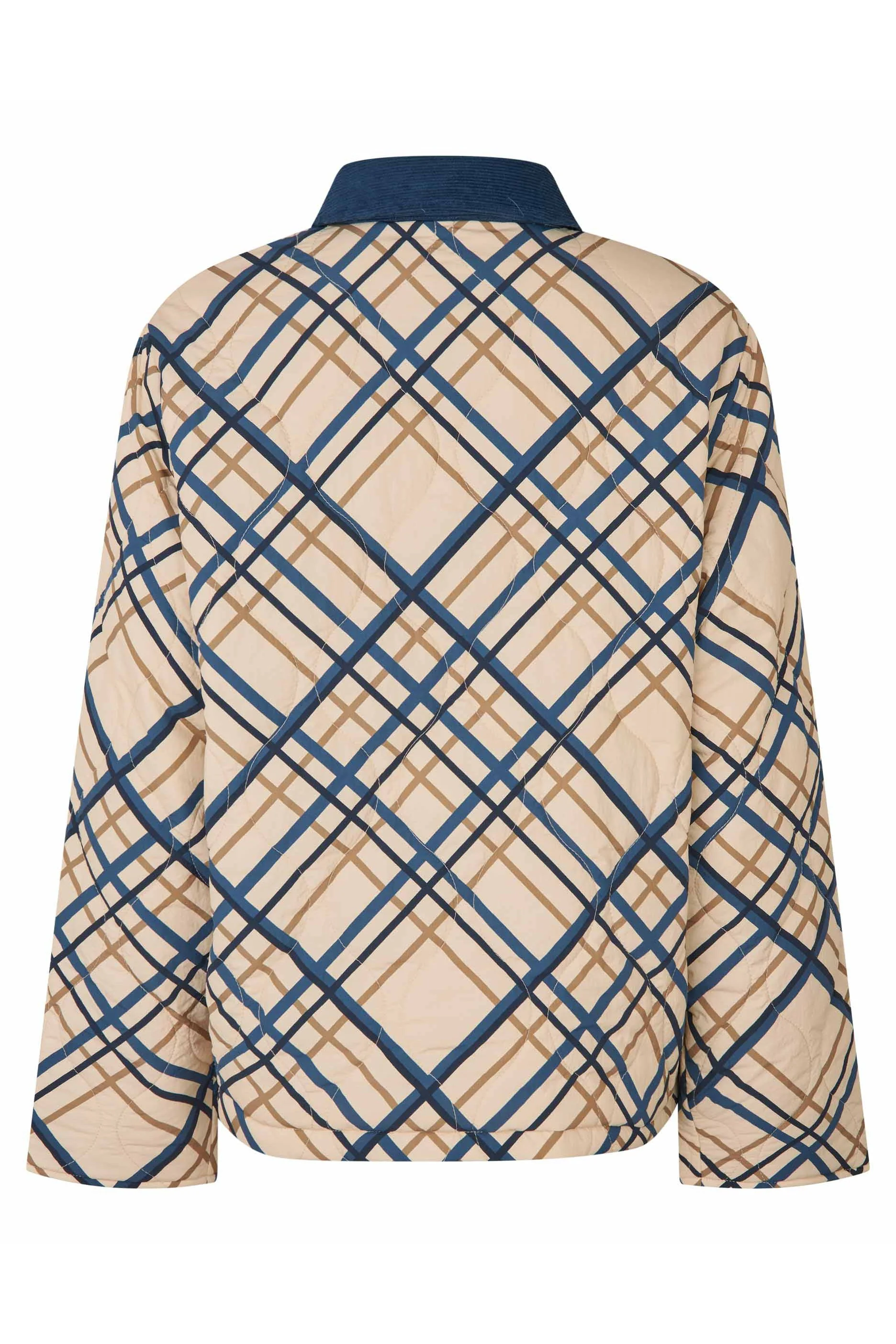 Tovion Quilted Check Jacket Coat - Ensign Blue - Image 2