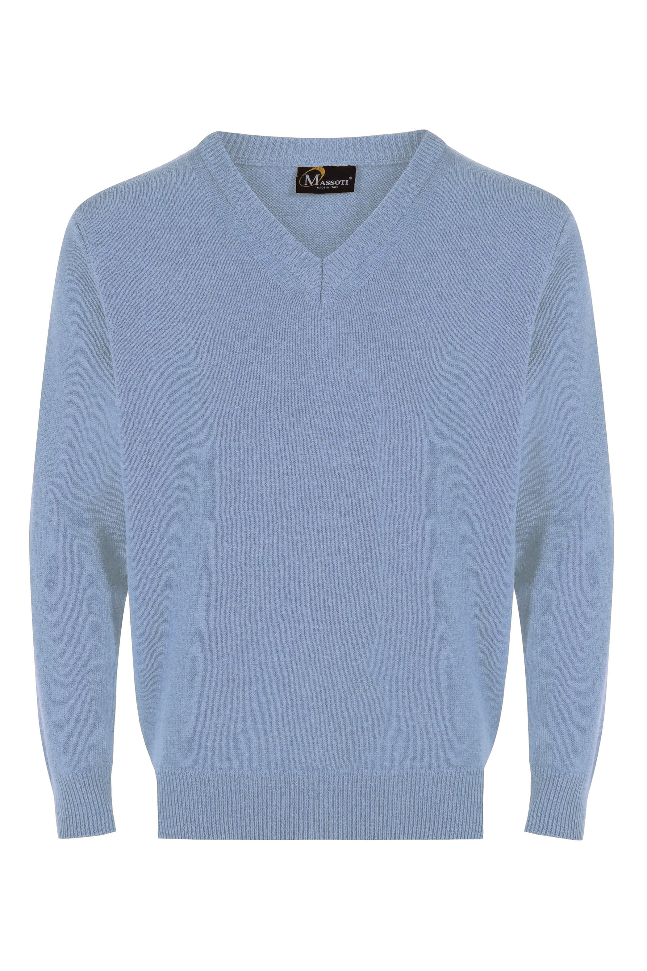 Lambswool V Neck Jumper - Sky