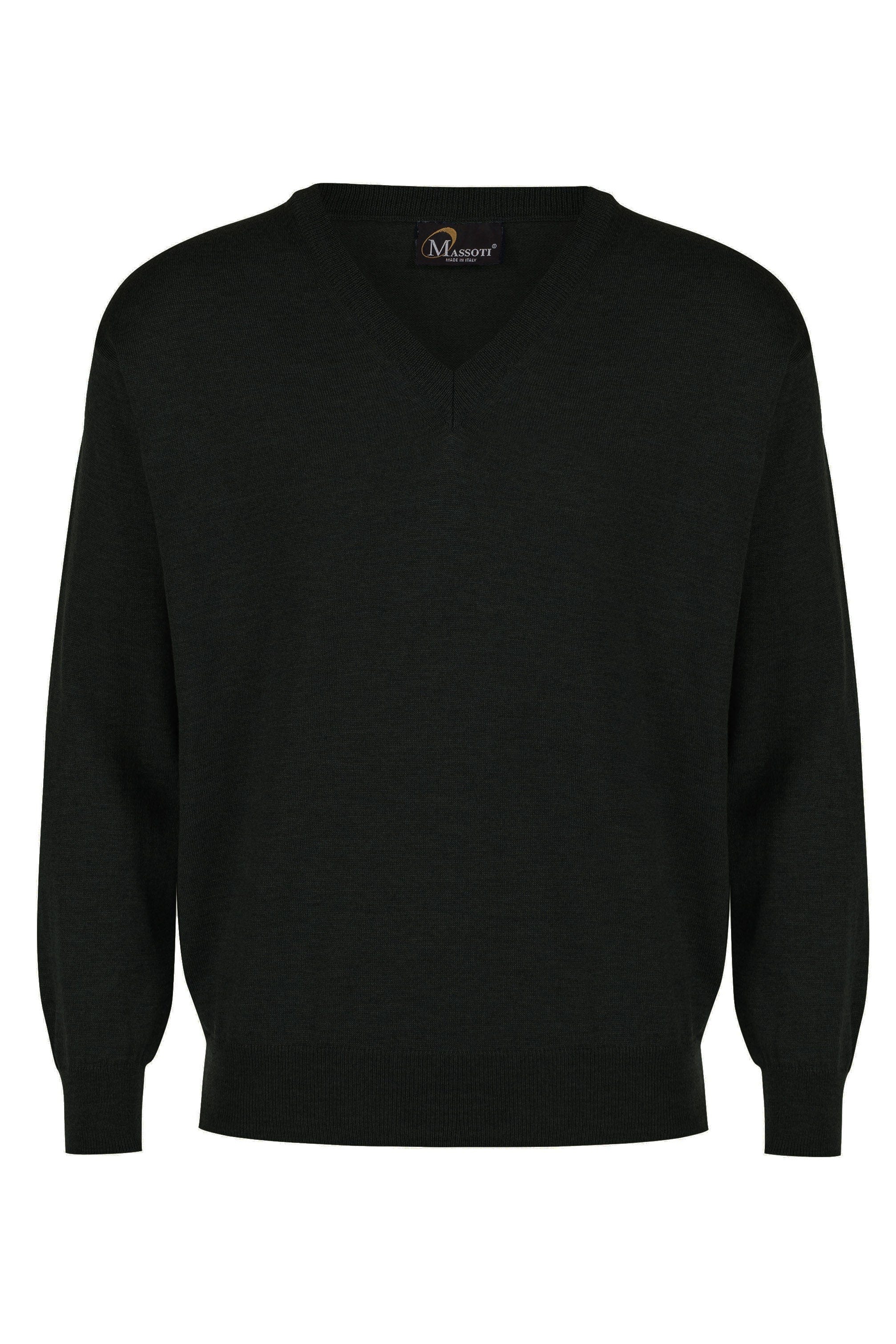 Extra Fine Merino Wool V Neck Jumper - Black