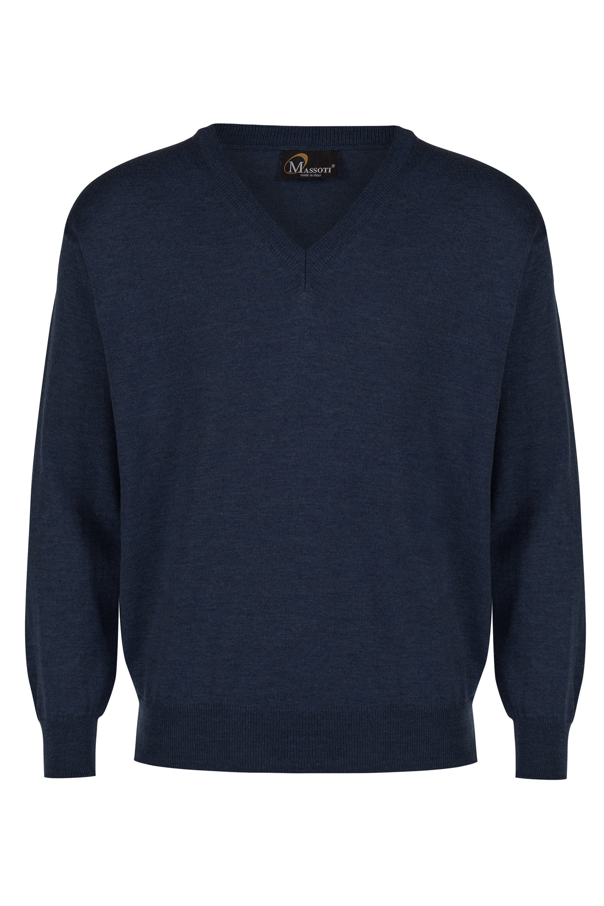 Extra Fine Merino Wool V Neck Jumper - Navy