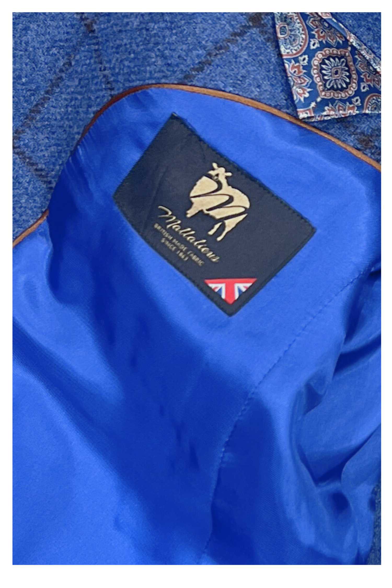 James Overcheck Pure Wool Jacket - Blue/Brown - Image 3