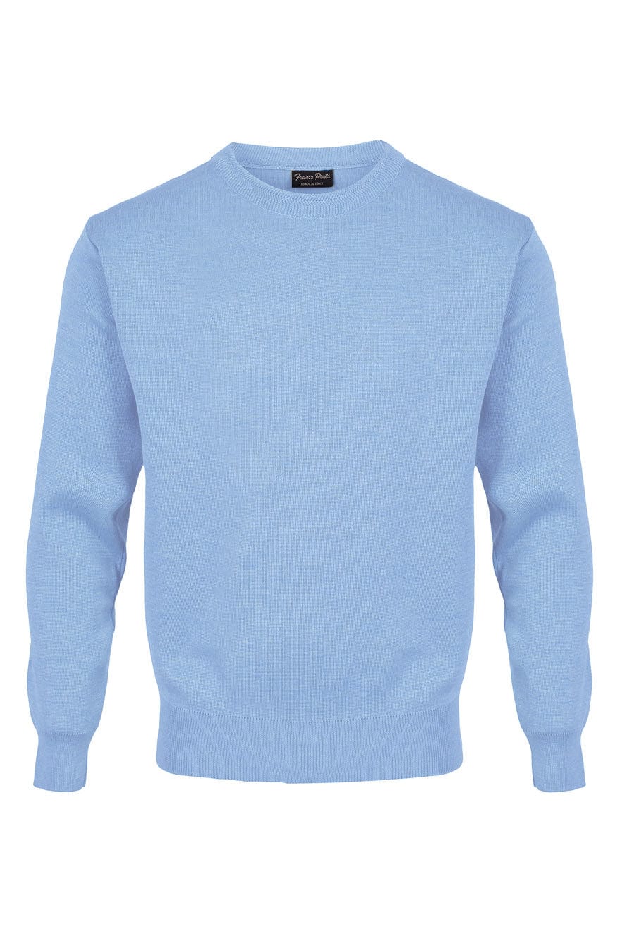 Medium Weight Merino Wool Crew Neck Jumper - Sky