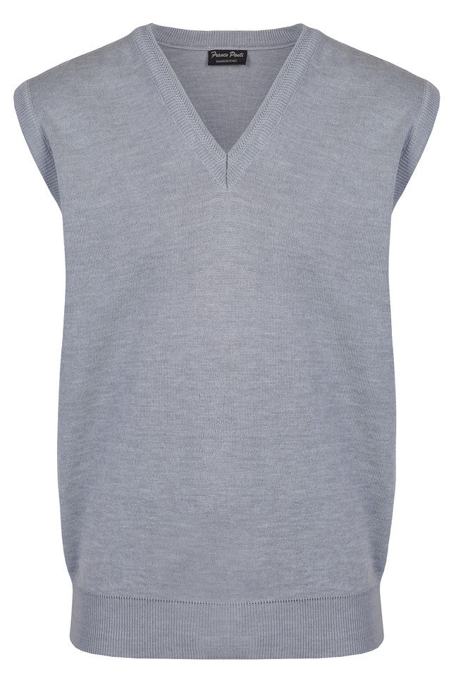 Medium Weight Merino Wool Slipover - Silver