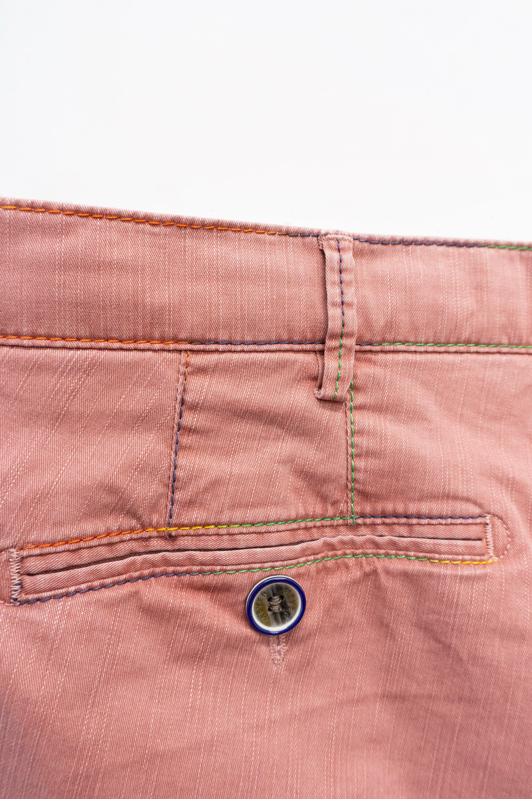 B-Palma Cotton Flamme Rainbow Stitch Shorts - Salmon Pink - Image 3