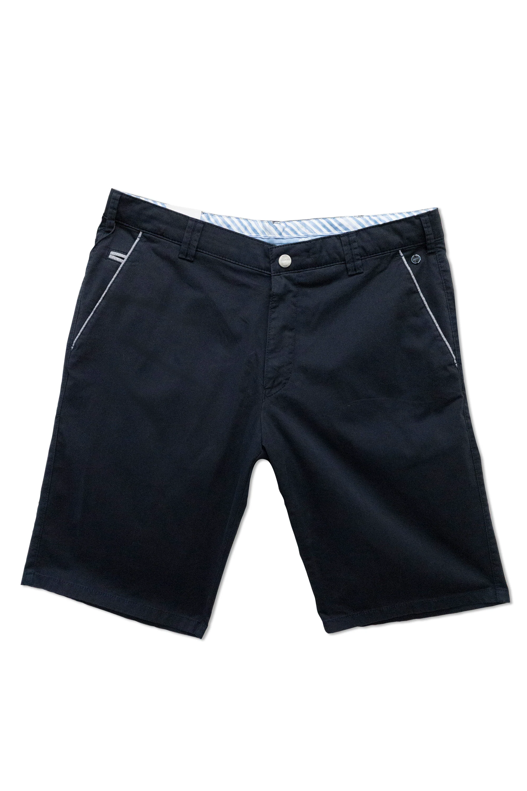 B-Palma Cotton Stretch Rainbow Stitch Shorts - Navy