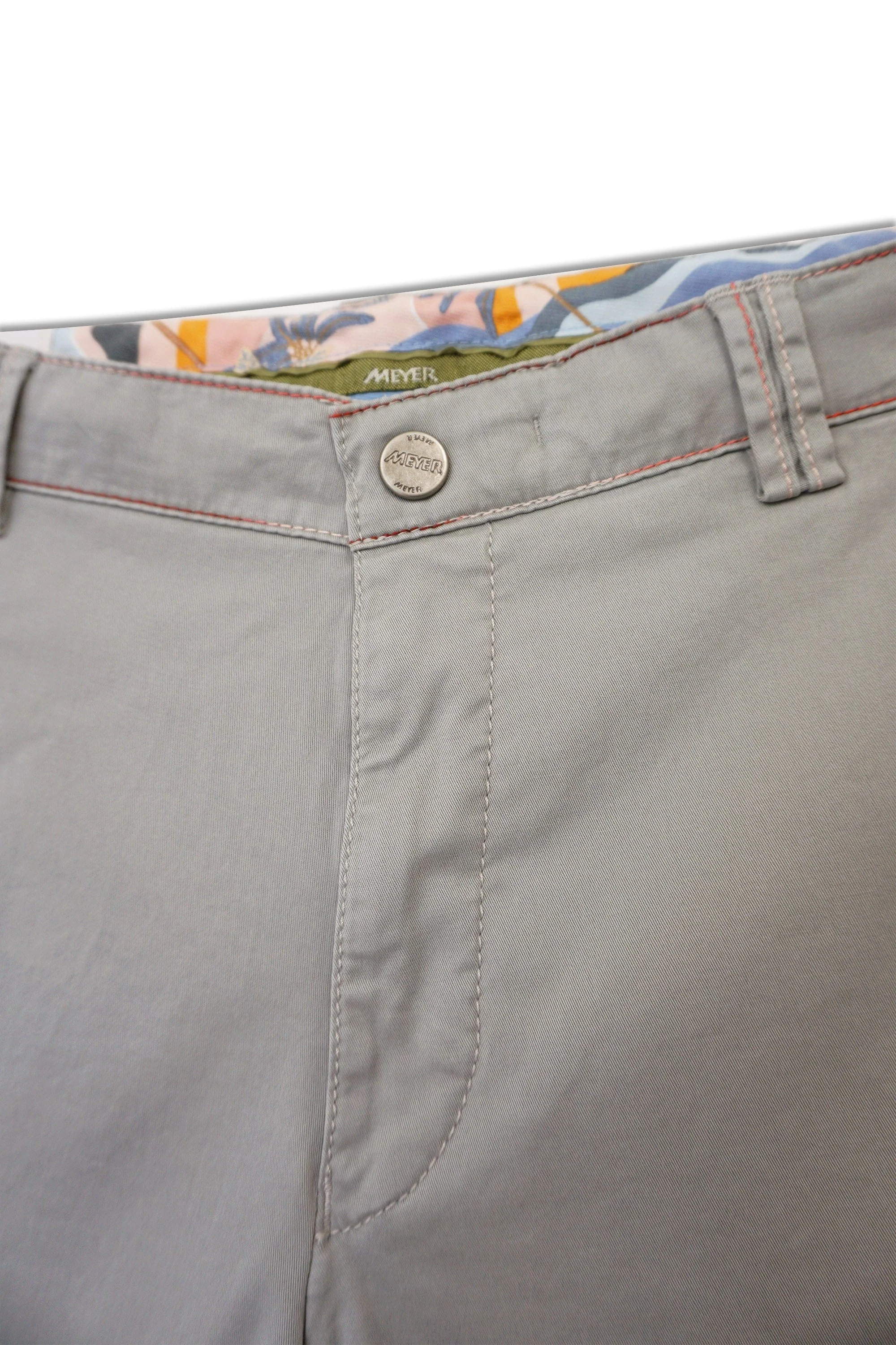 B-Palma Rainbow Stitch Cotton Stretch Shorts - Grey - Image 3
